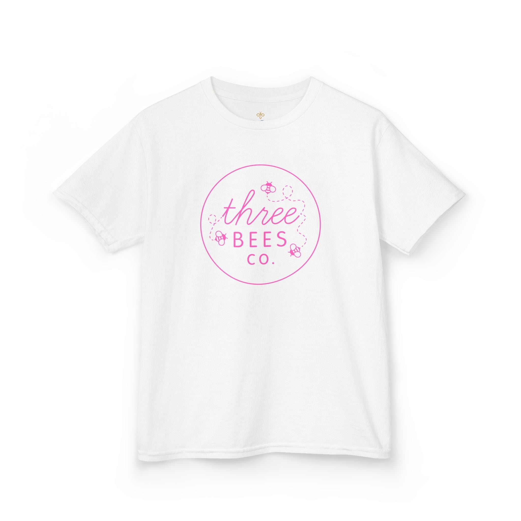 Kids Heavy Cotton Gildan Three Bees Classic Logo in Pink Hive Tee