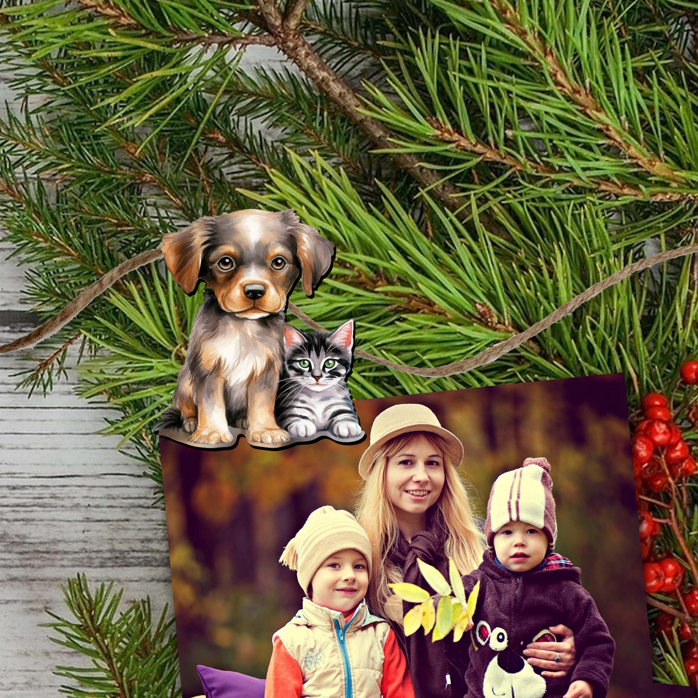 Dogs Decorative Wooden Clip-on Ornaments of 6 by G. Debrekht - Christmas Decor - 8090017C-S6