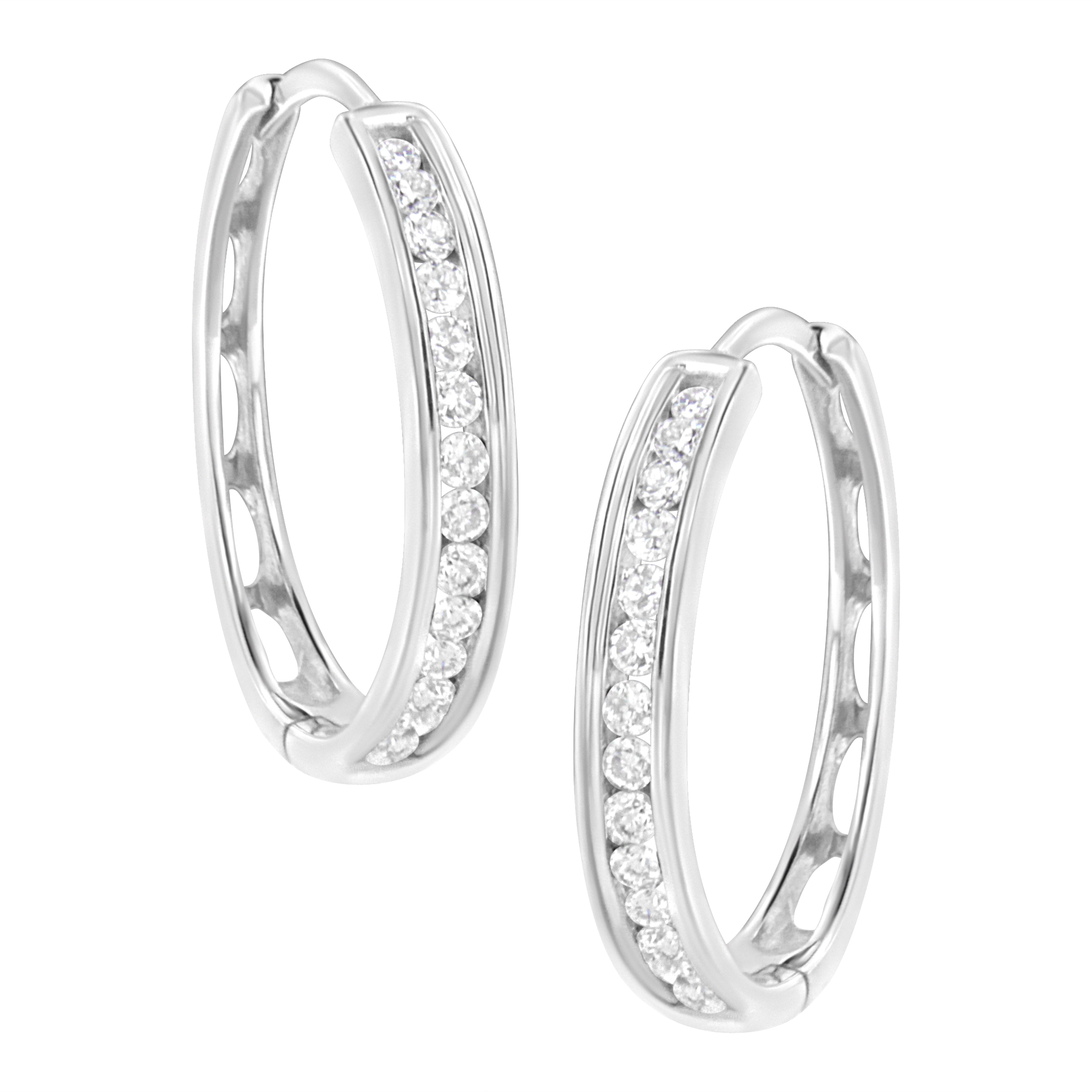 .925 Sterling Silver 1/2 Cttw Lab Grown Diamond Hoop Earring (F-G Color, Vs2-Si1 Clarity)