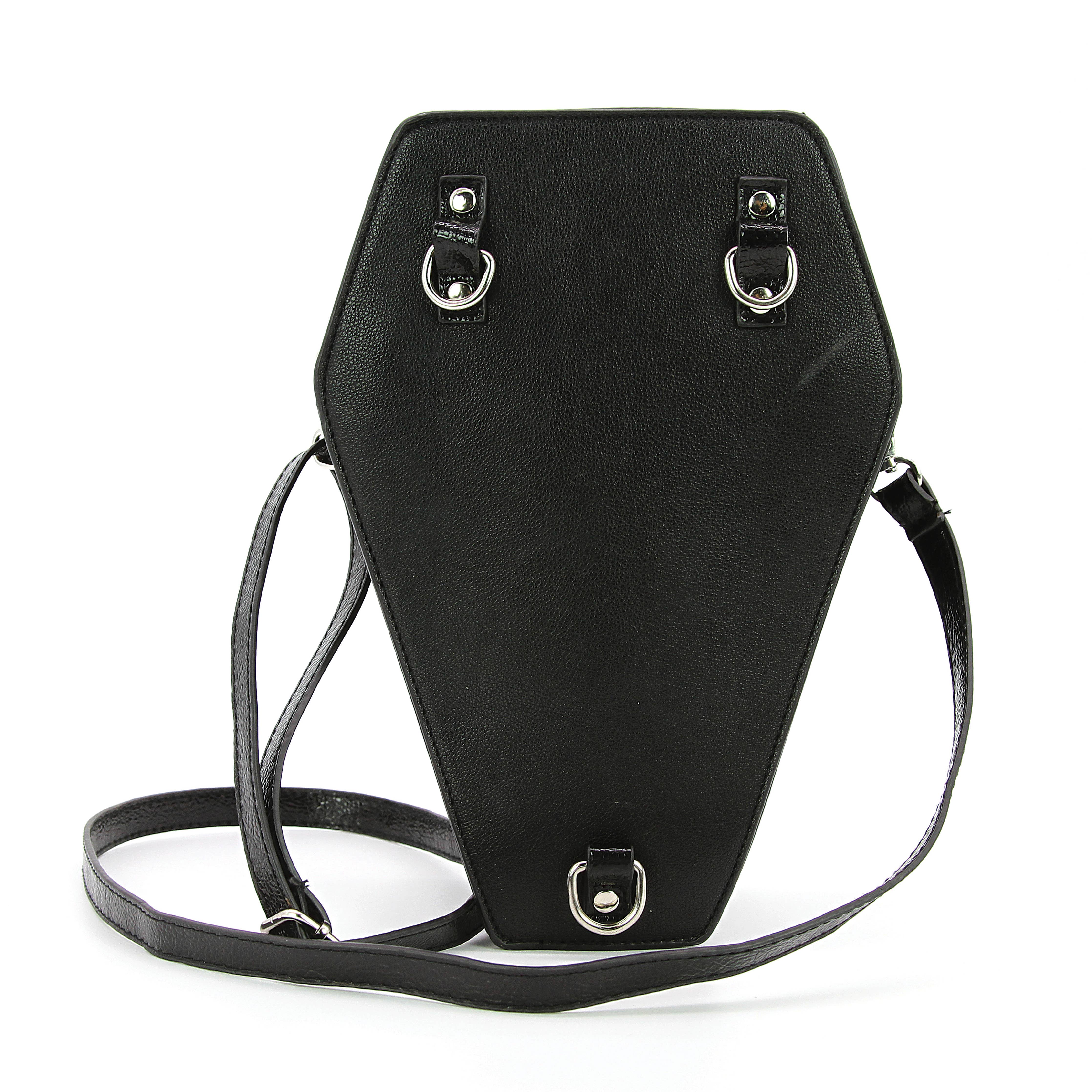 Metallic Cross Coffin Shaped Convertible Backpack Bag