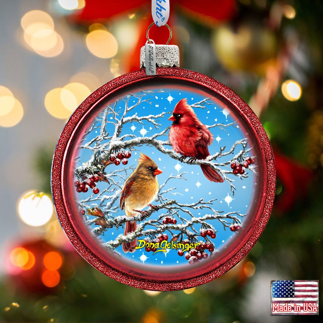 Winter Birds Glass Ornament Set of 3 by D. Gelsinger - Christmas Decor - 73746-S3-DG