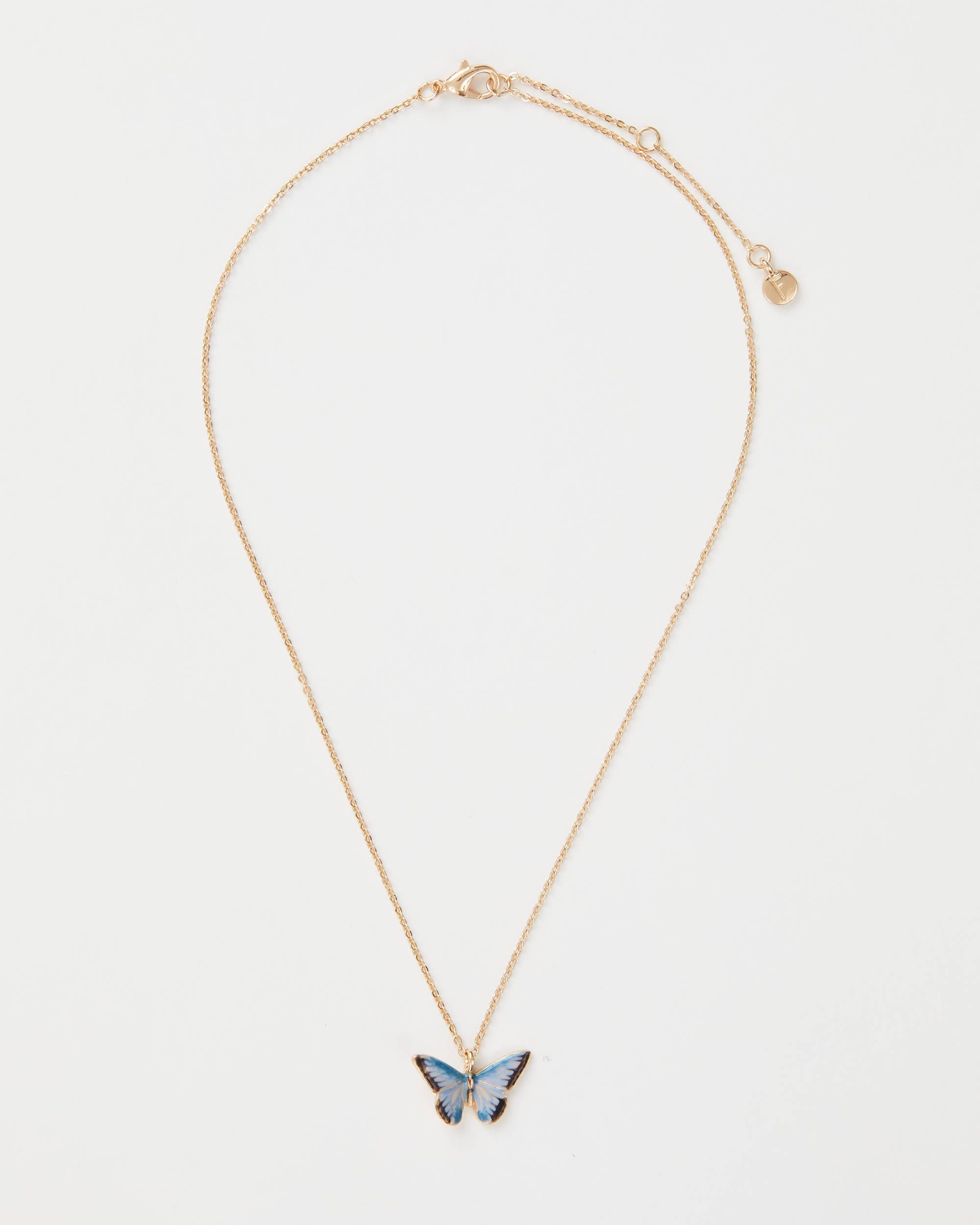 FABLE Enamel Blue Butterfly Short Necklace