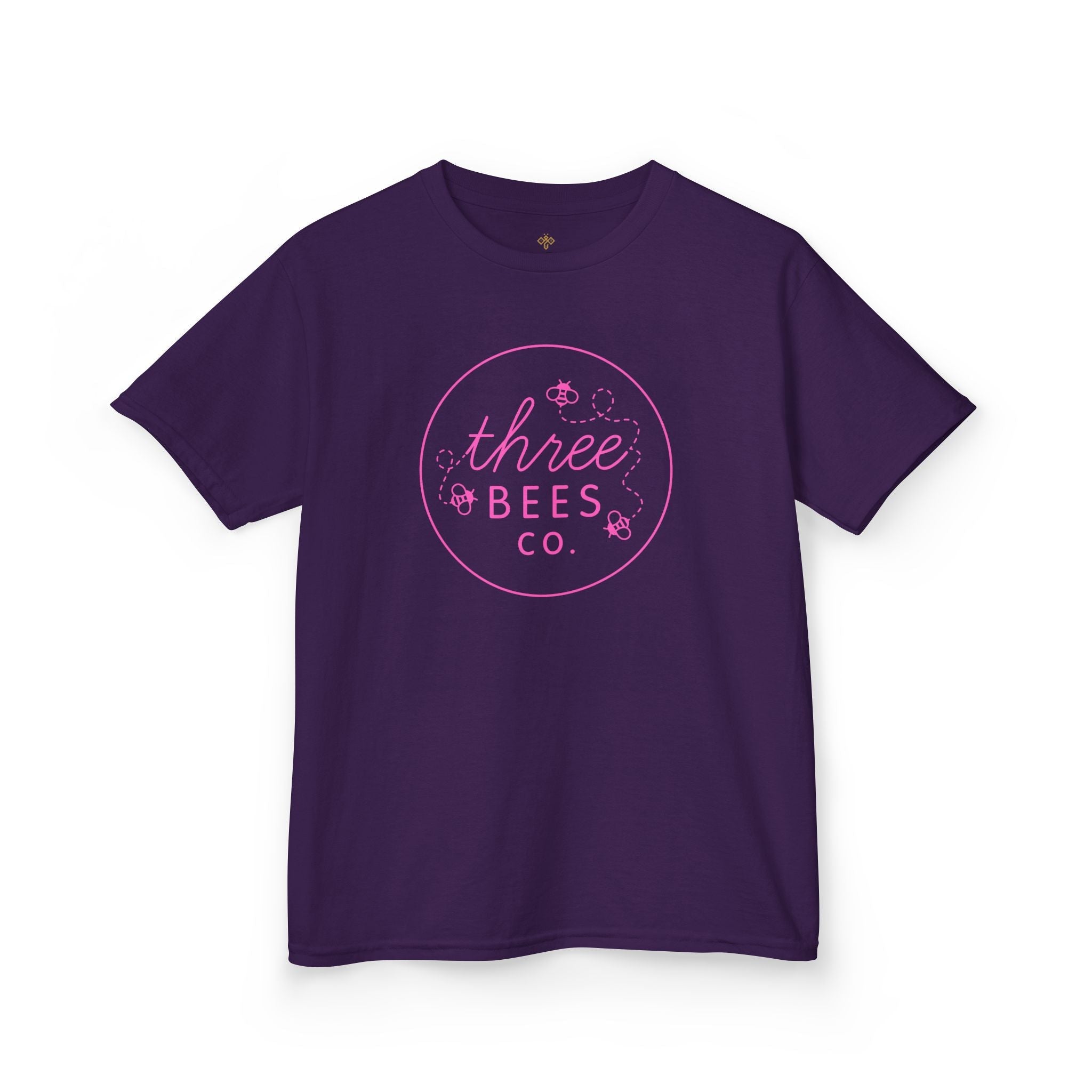Kids Heavy Cotton Gildan Three Bees Classic Logo in Pink Hive Tee