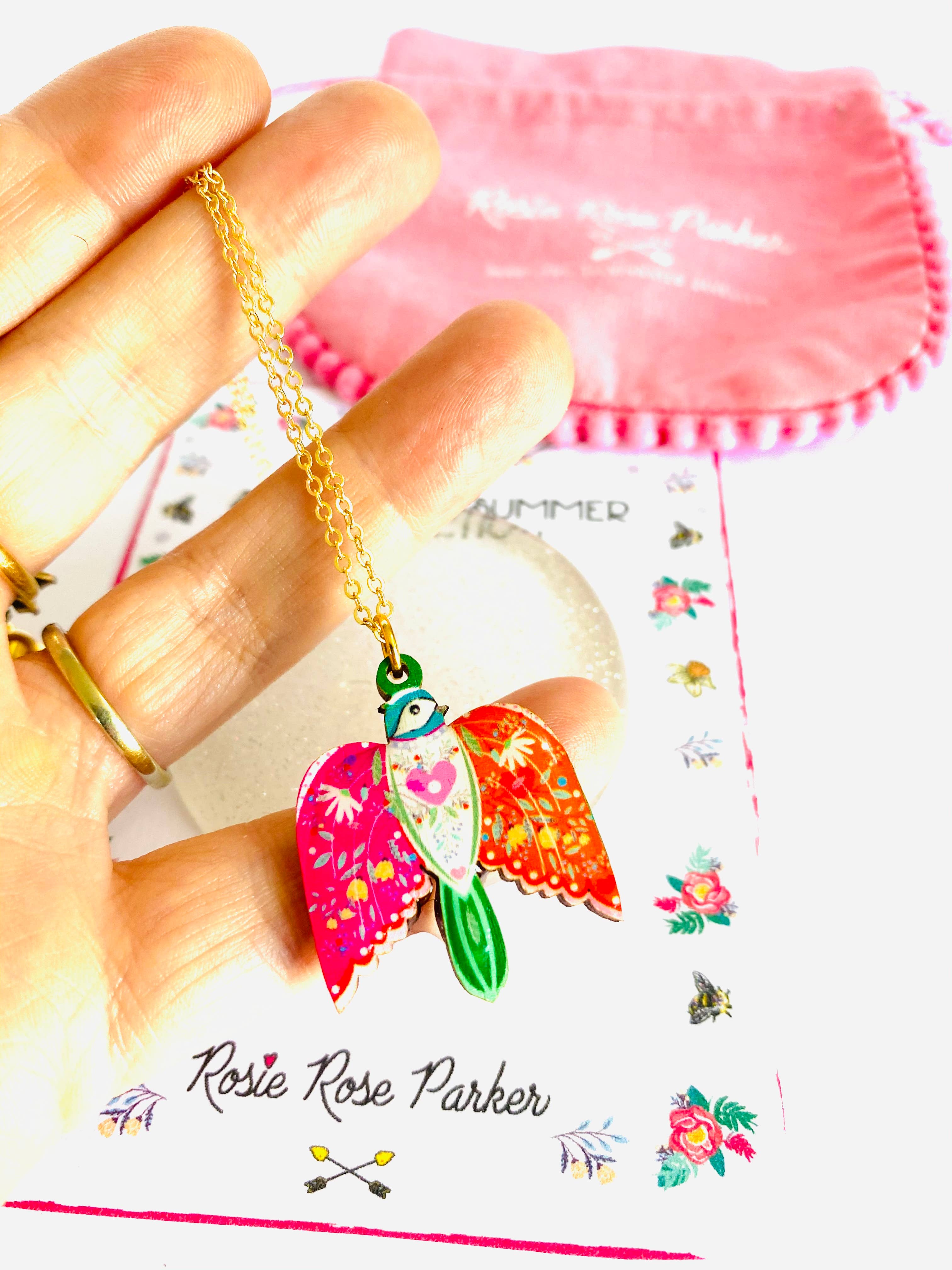 Pretty Bird in Flight Necklace by Rosie Rose Parker