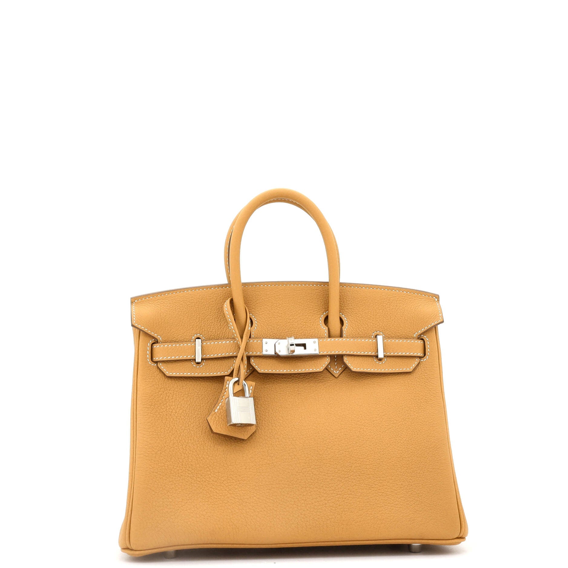 Hermes Birkin Handbag Brown Clemence with Palladium Hardware 25