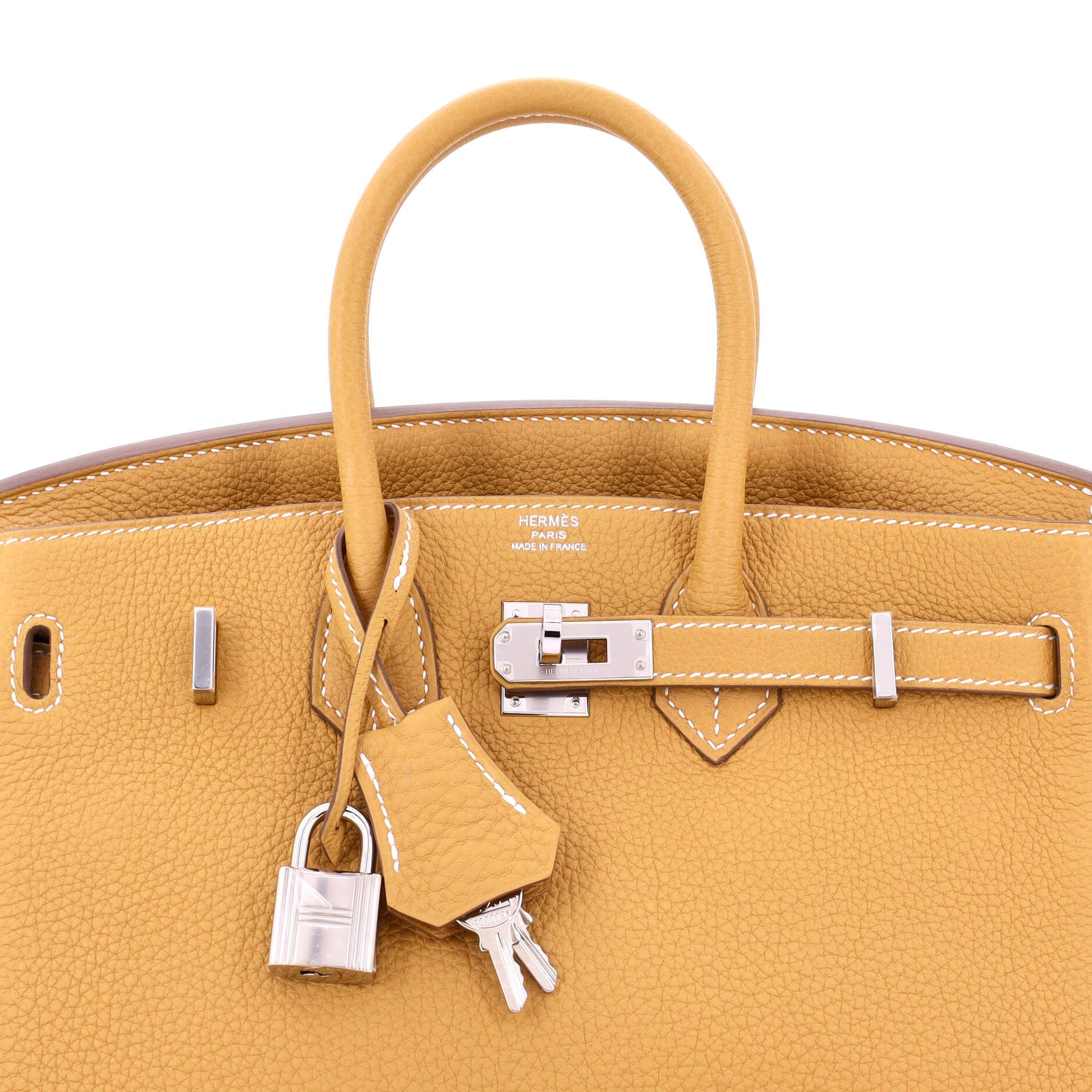 Hermes Birkin Handbag Brown Clemence with Palladium Hardware 25