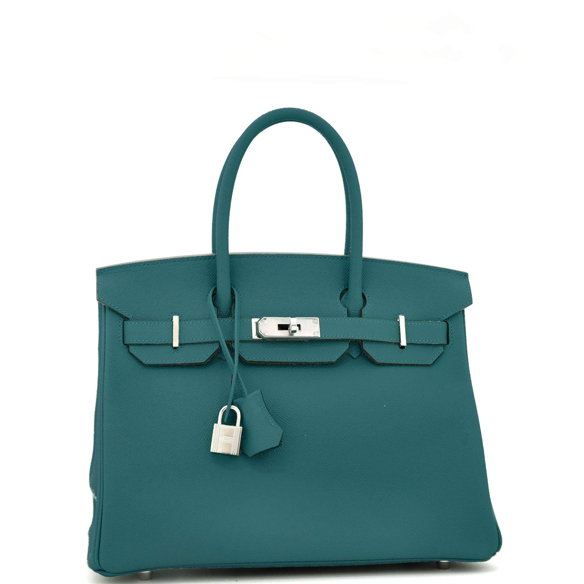 Hermes Birkin Handbag Green Epsom with Palladium Hardware 30