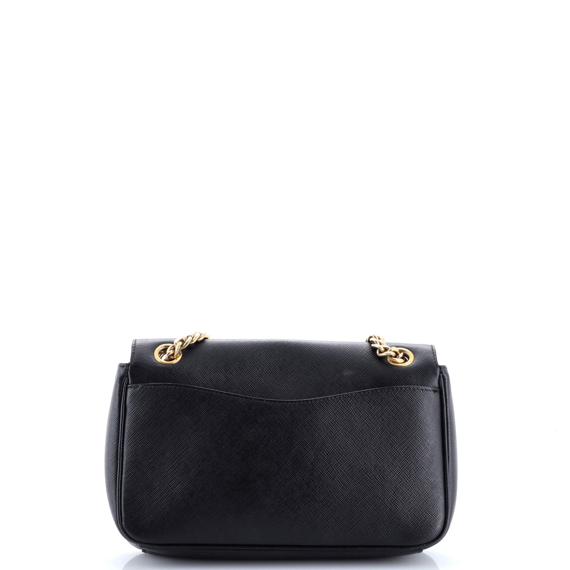 Prada Pattina Flap Shoulder Bag Saffiano Leather Small