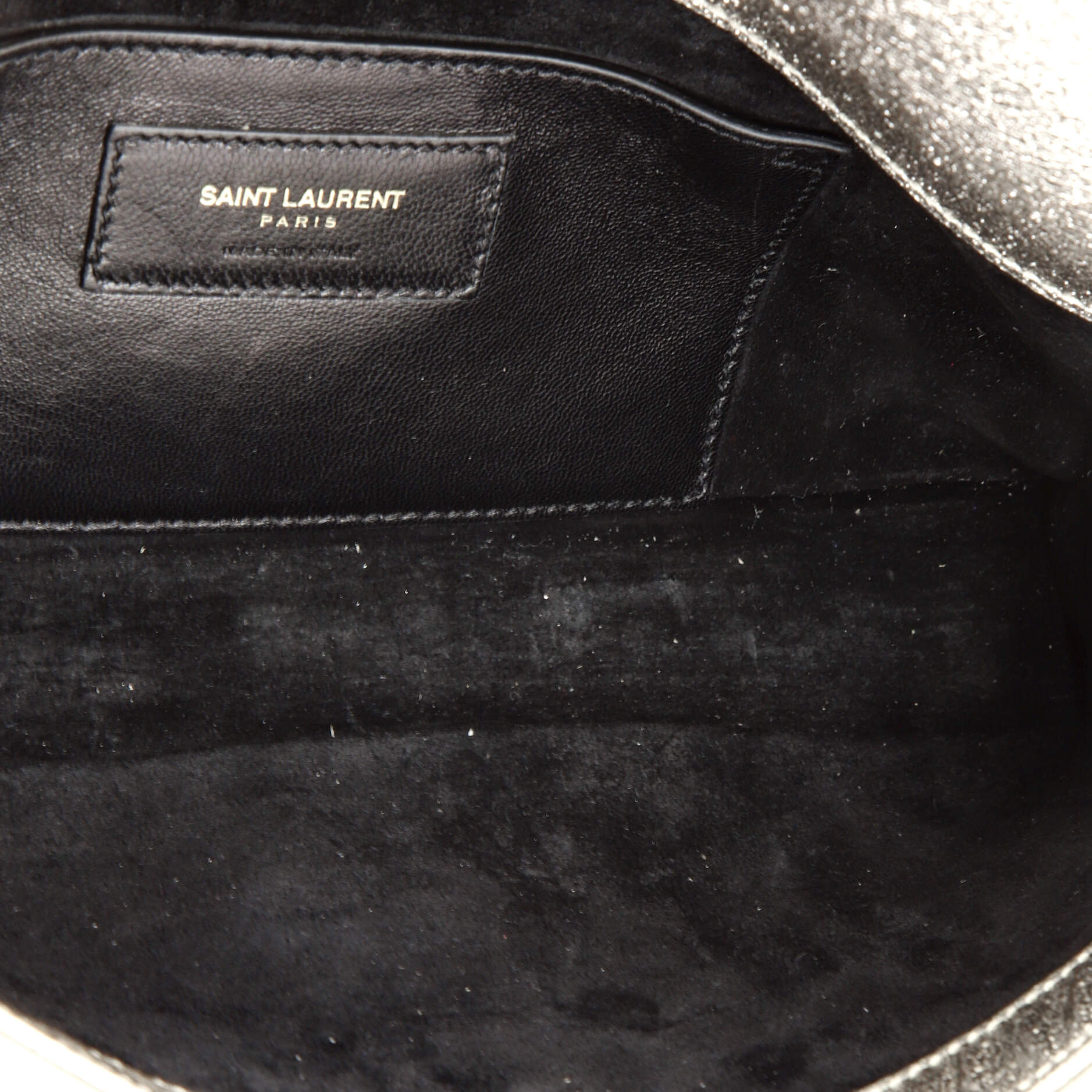 Saint Laurent Classic Monogram Clutch Metallic Calfskin Long
