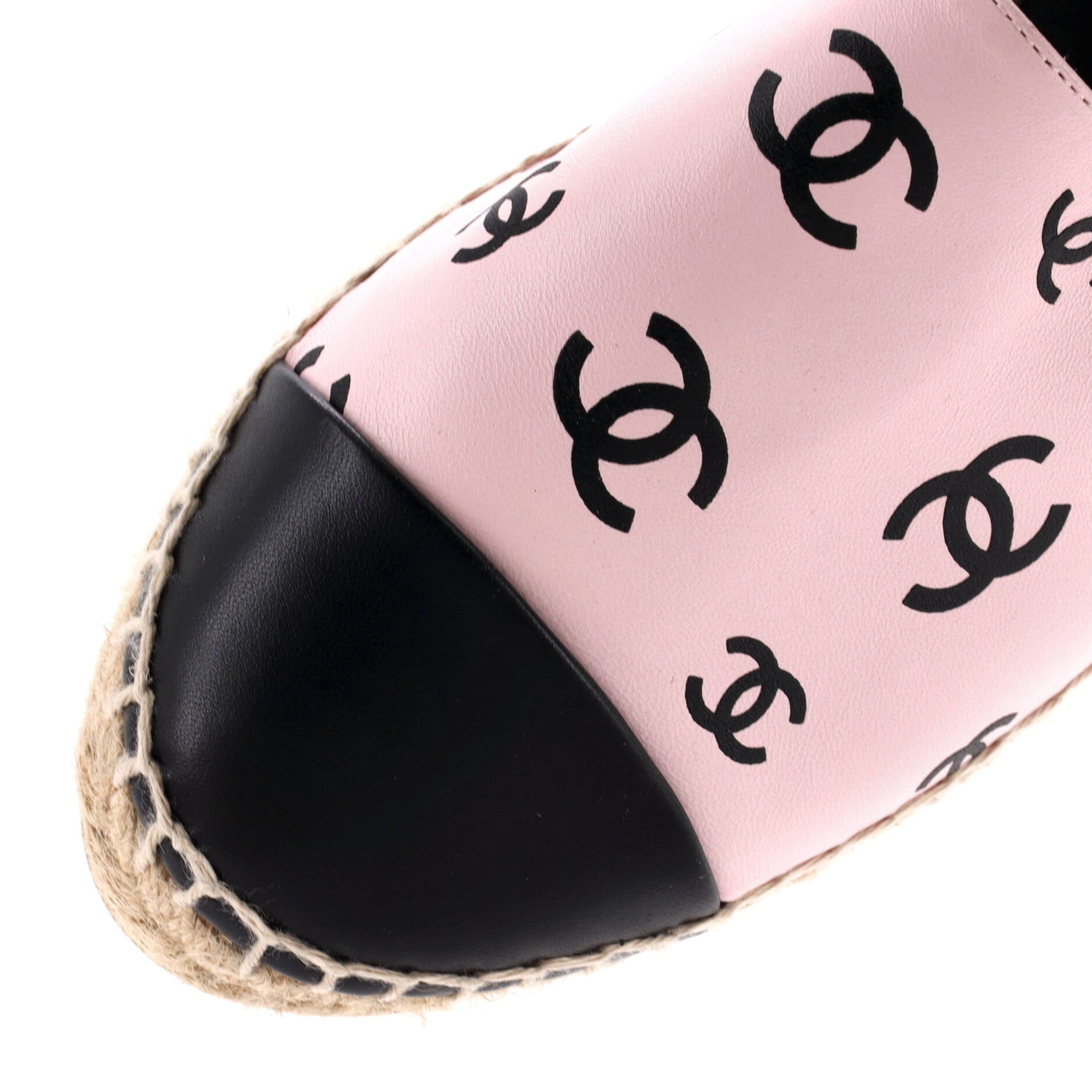 Chanel Women's All Over CC Cap Toe Espadrilles Printed Leather