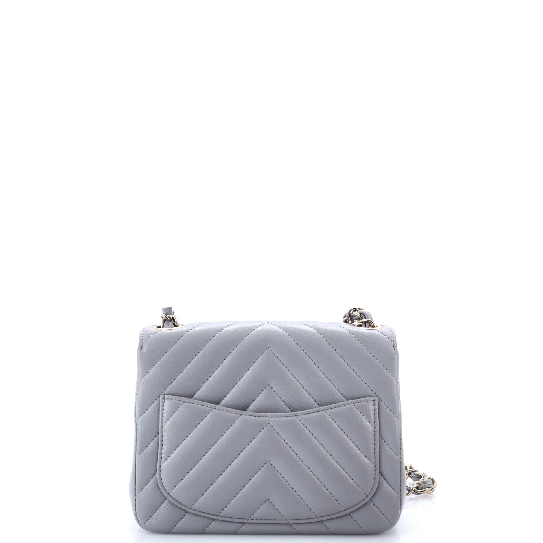 Chanel Square Classic Single Flap Bag Chevron Lambskin Mini