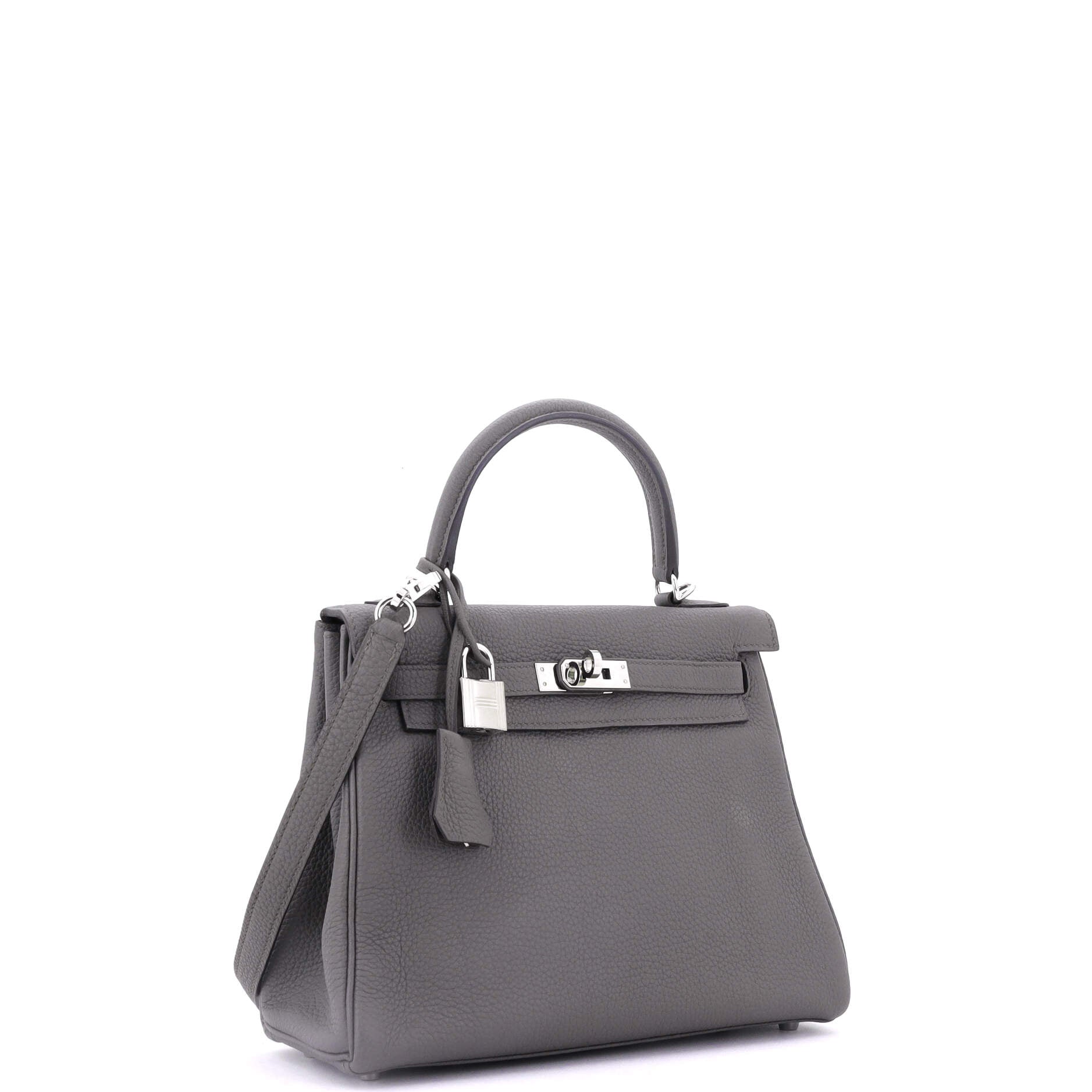 Hermes Kelly Handbag Grey Togo with Palladium Hardware 25