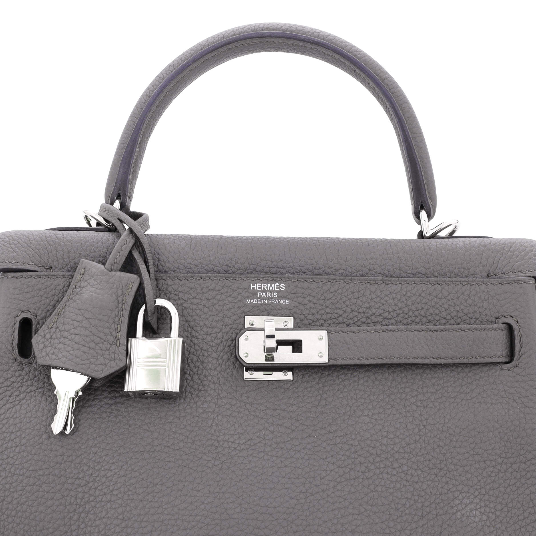 Hermes Kelly Handbag Grey Togo with Palladium Hardware 25