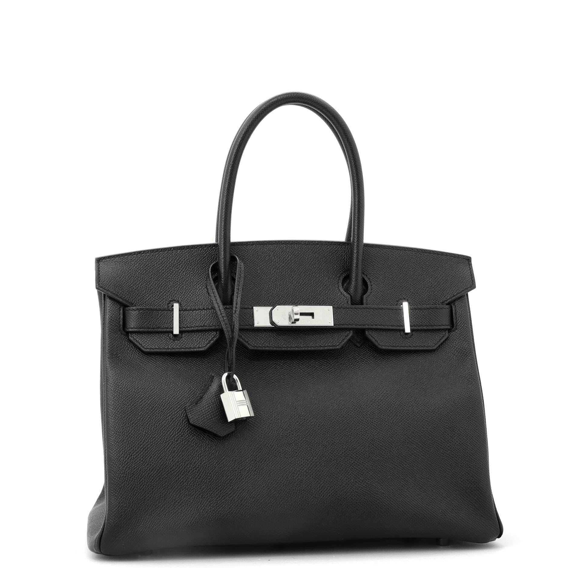 Hermes Birkin Handbag Black Epsom with Palladium Hardware 30