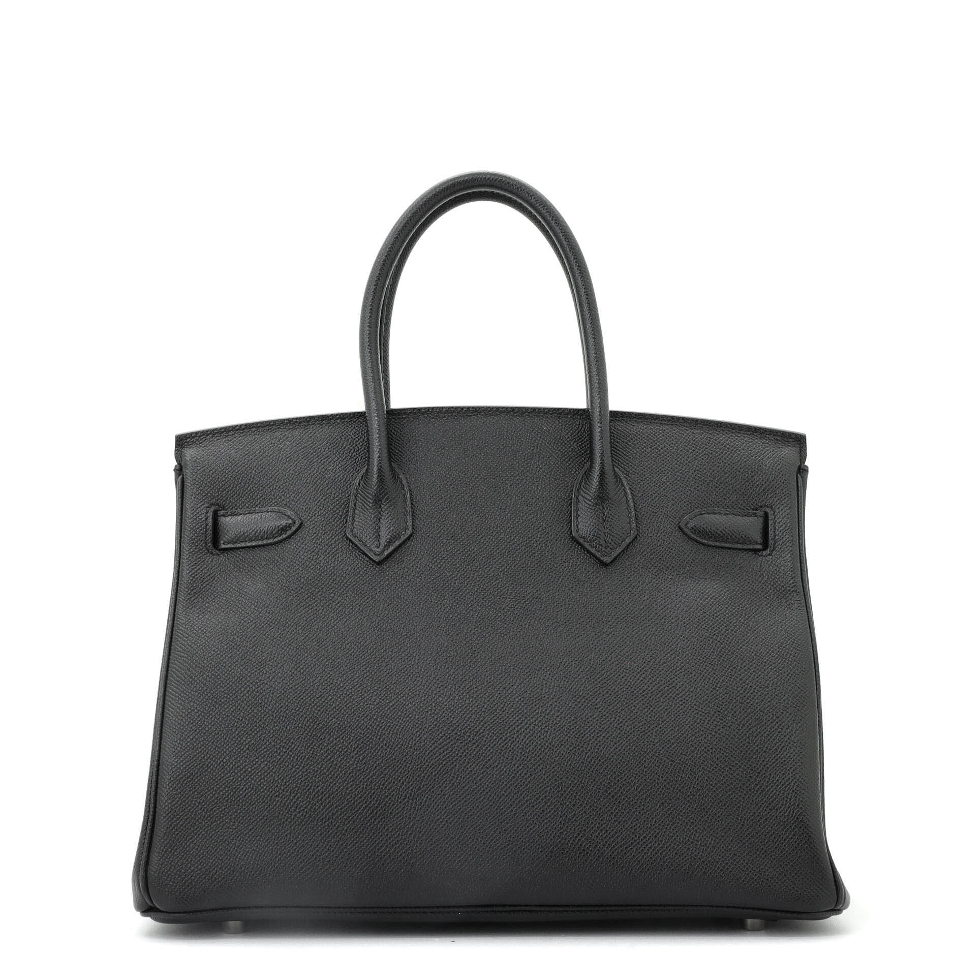 Hermes Birkin Handbag Black Epsom with Palladium Hardware 30