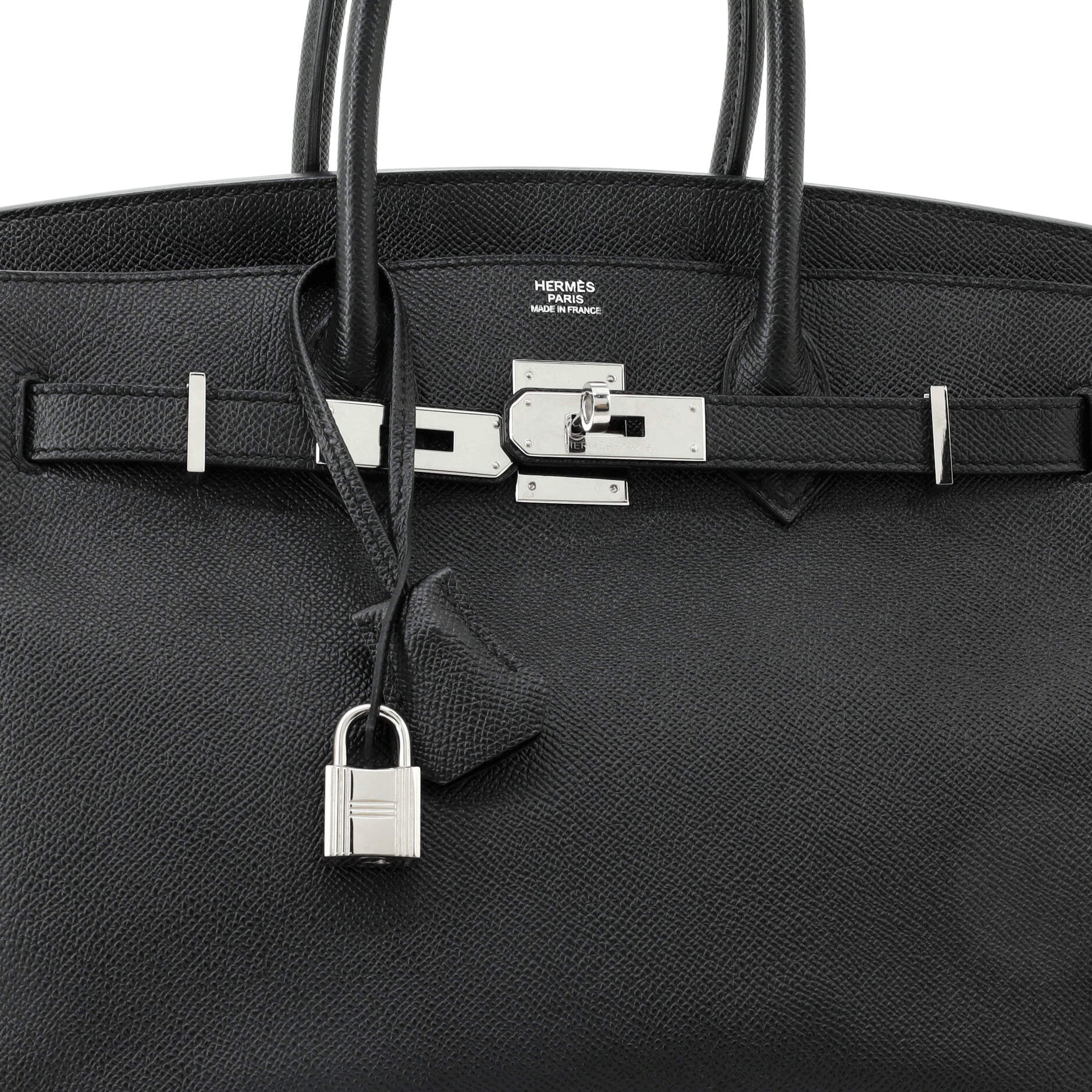 Hermes Birkin Handbag Black Epsom with Palladium Hardware 30
