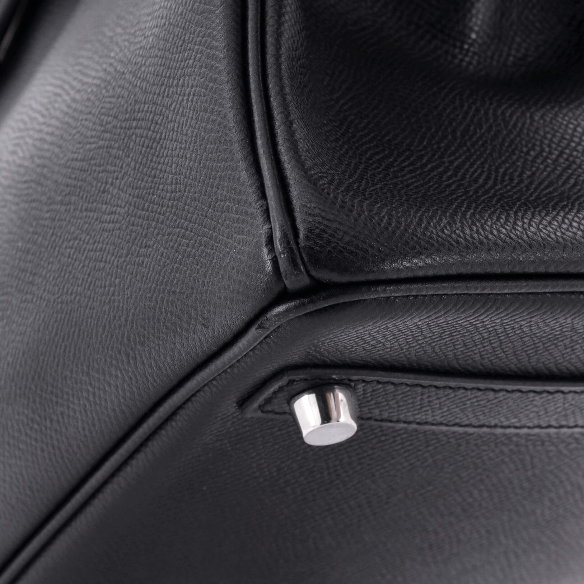 Hermes Birkin Handbag Black Epsom with Palladium Hardware 30