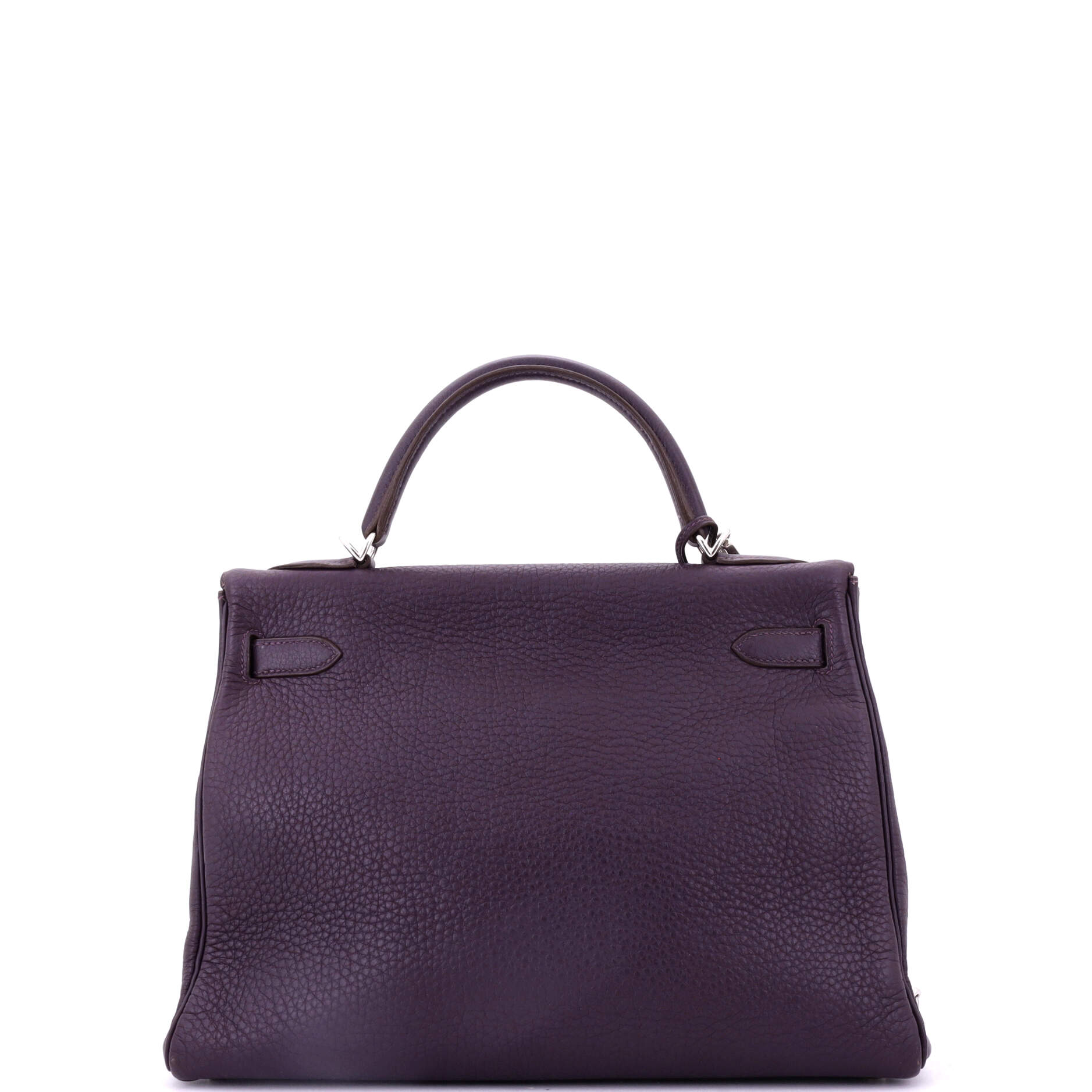 Hermes Kelly Handbag Purple Clemence with Palladium Hardware 32