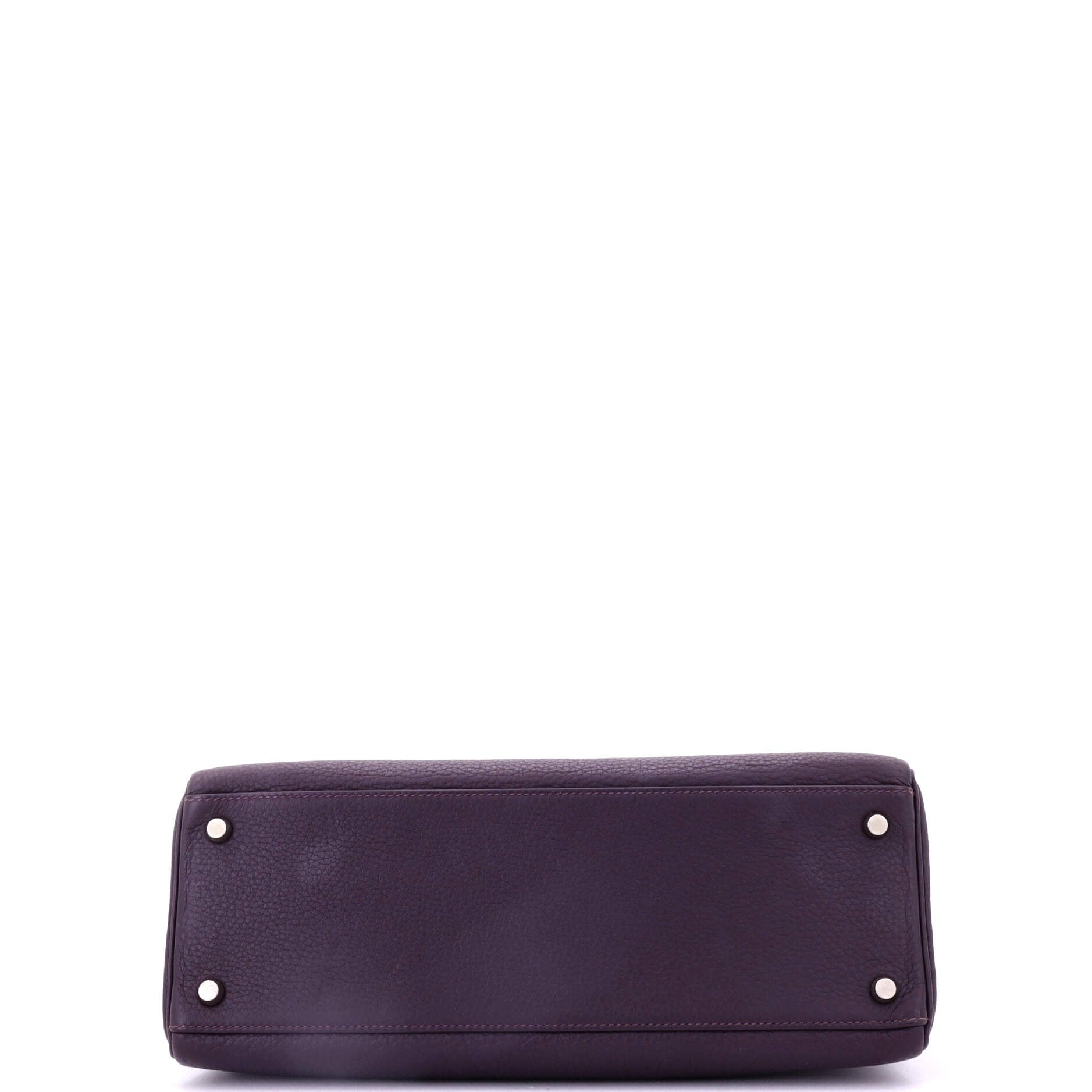 Hermes Kelly Handbag Purple Clemence with Palladium Hardware 32