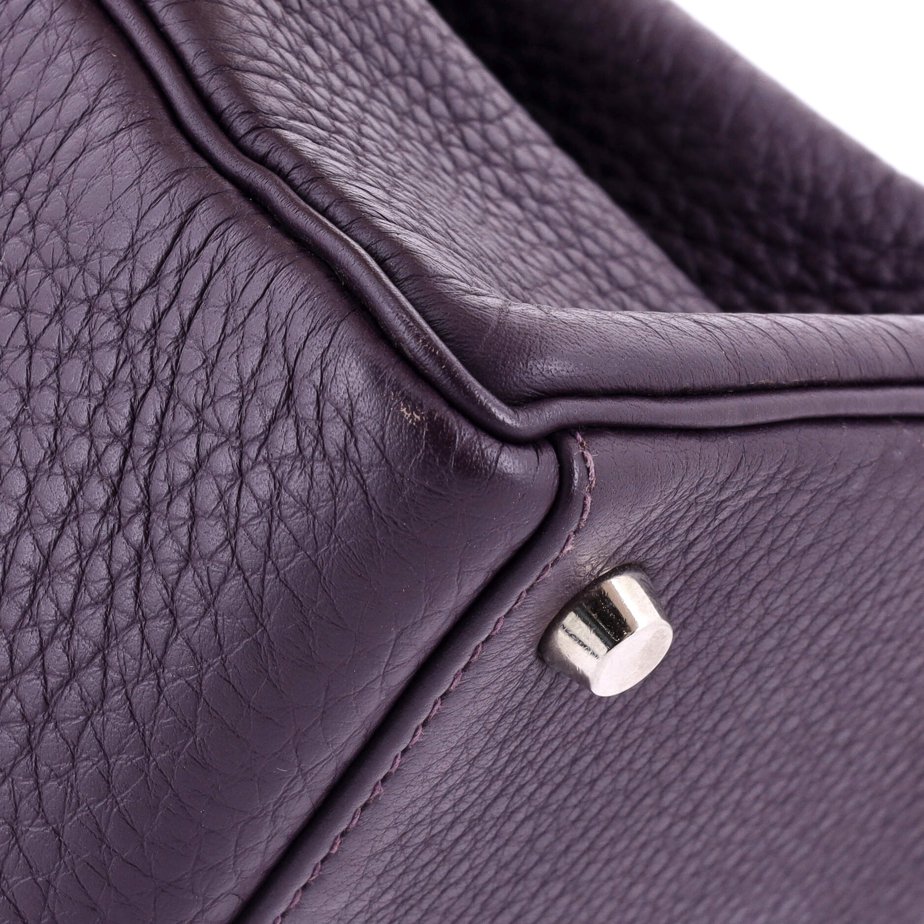Hermes Kelly Handbag Purple Clemence with Palladium Hardware 32