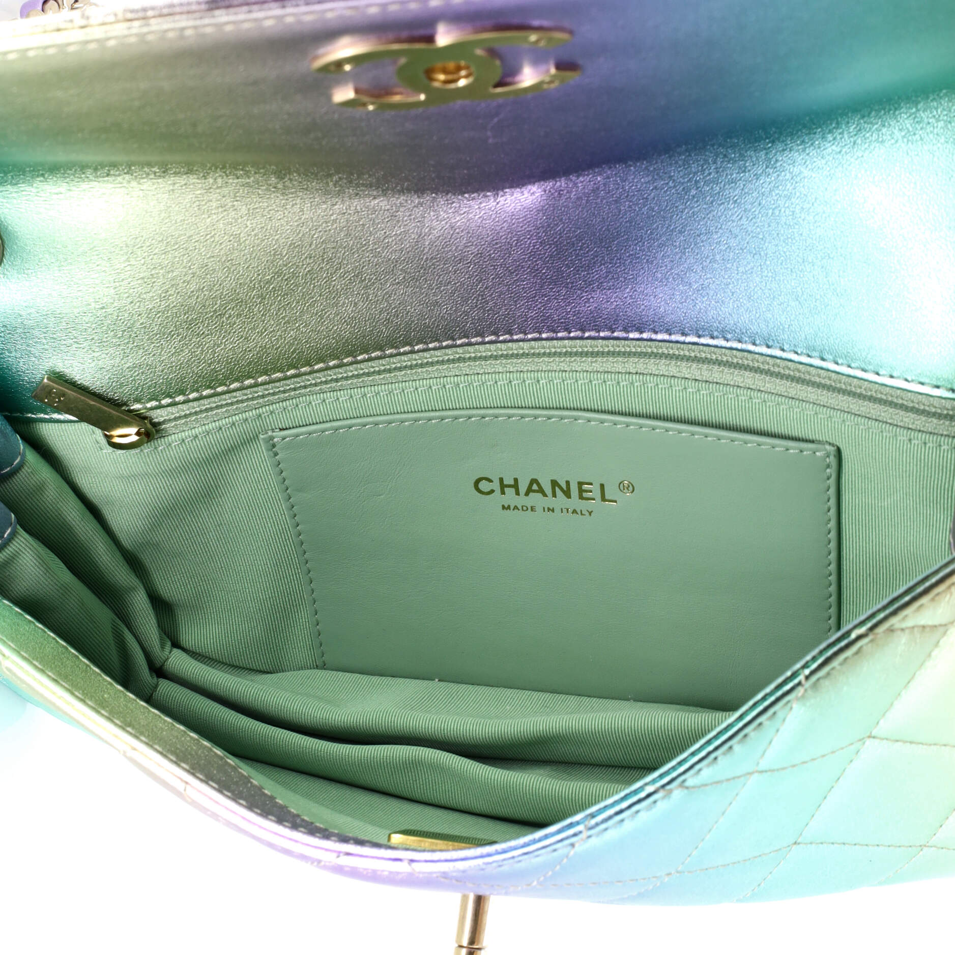 Chanel Walking Mood Flap Bag Quilted Gradient Metallic Lambskin Large