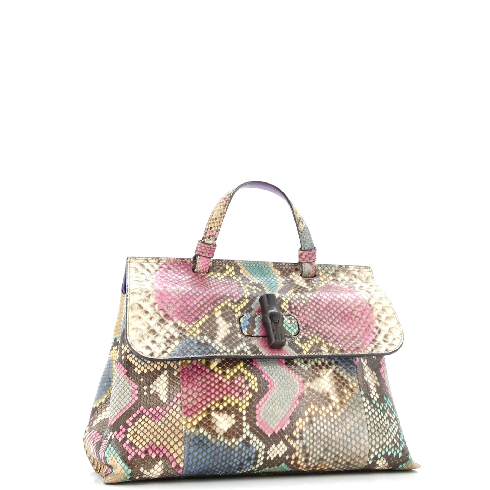 Gucci Bamboo Daily Top Handle Bag Python Medium