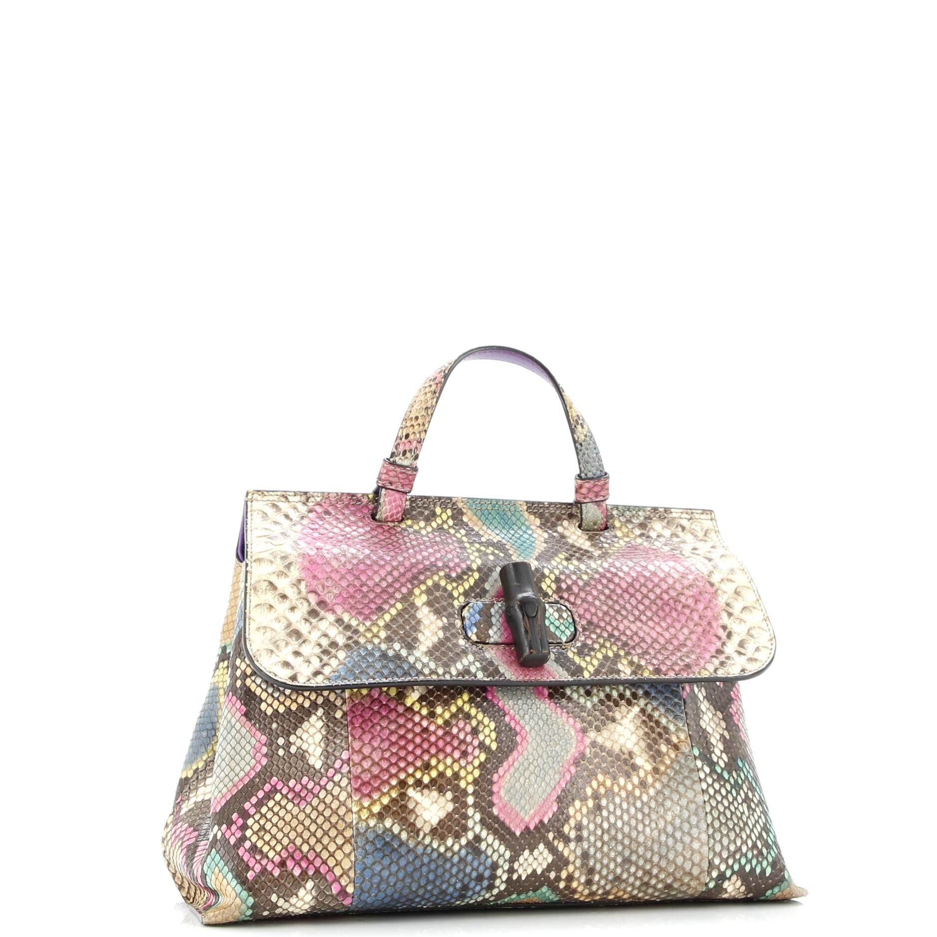 Gucci Bamboo Daily Top Handle Bag Python Medium