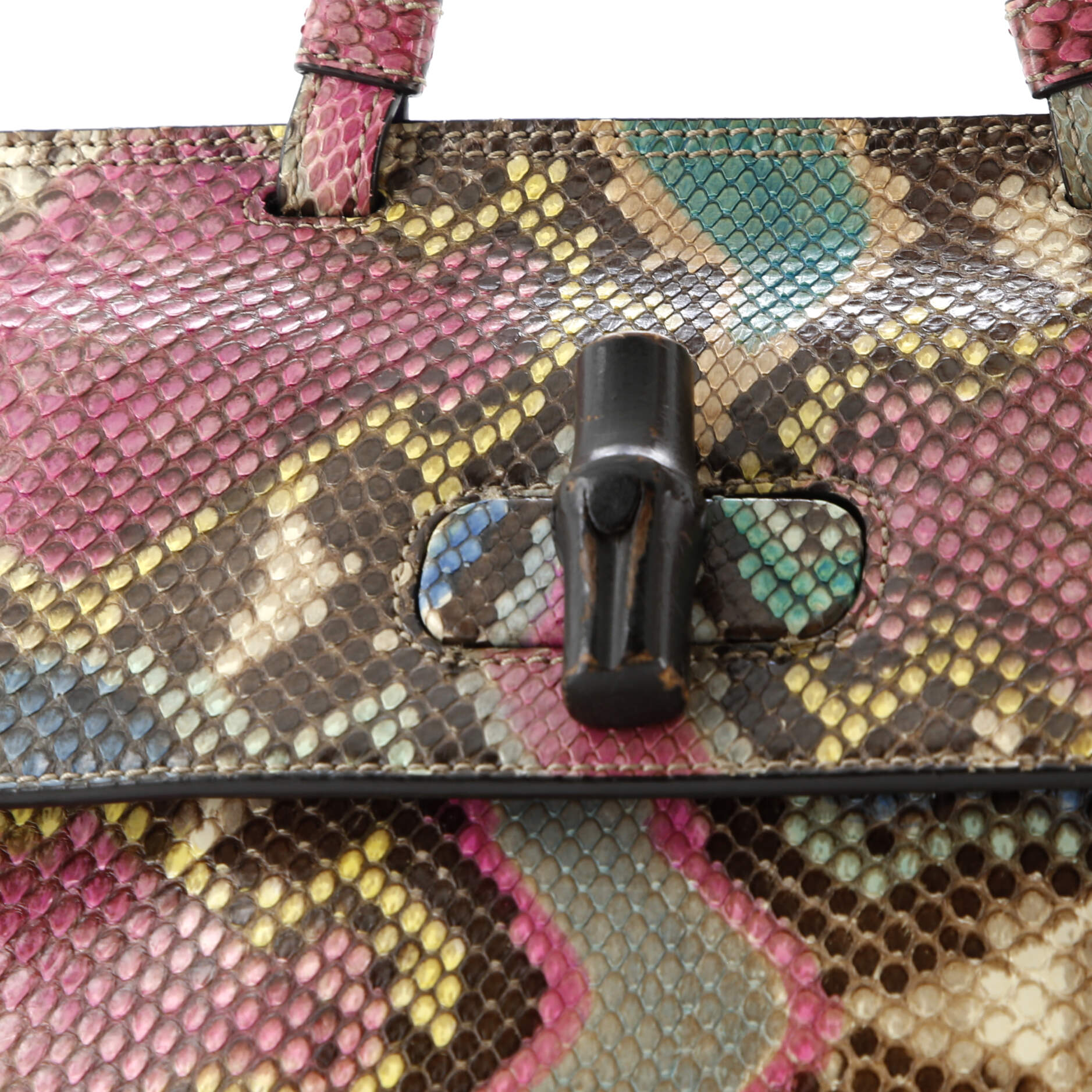 Gucci Bamboo Daily Top Handle Bag Python Medium