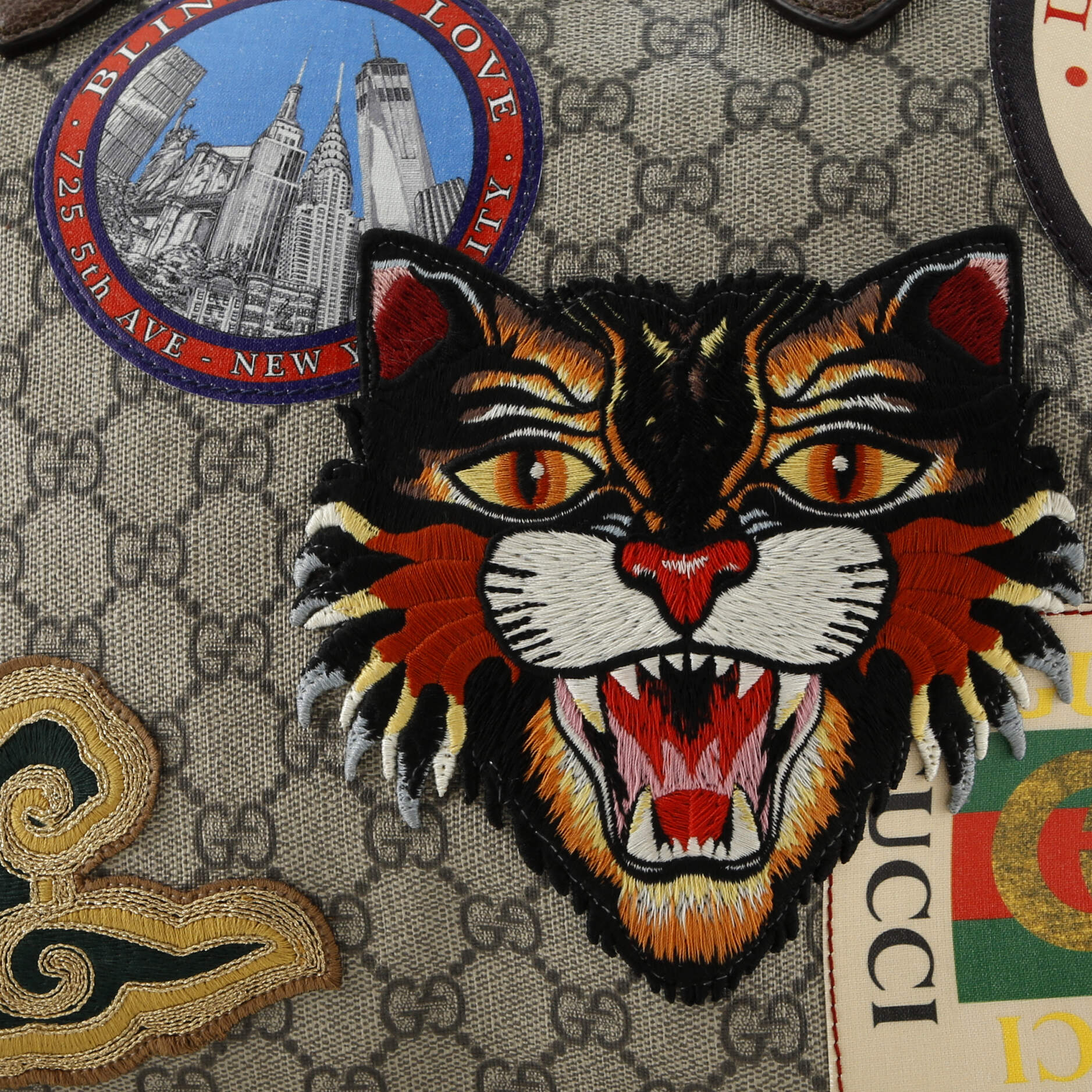 Gucci Courrier Convertible Soft Open Tote GG Coated Canvas with Applique Large