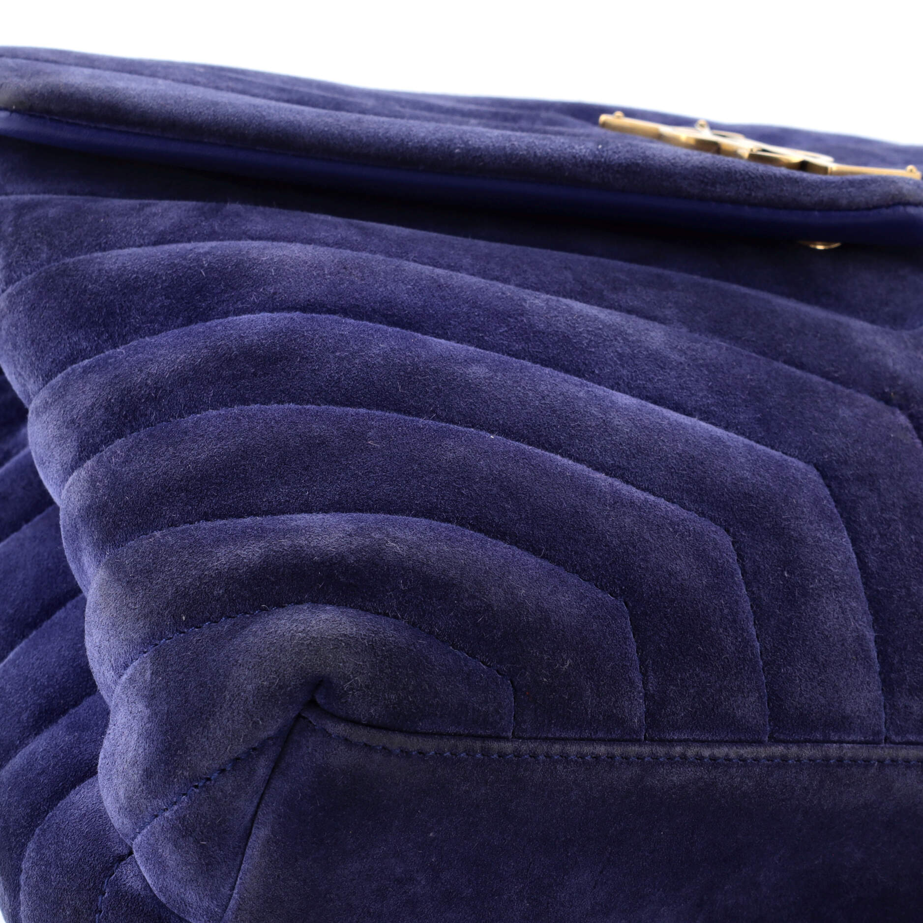 Saint Laurent Loulou Shoulder Bag Matelasse Chevron Suede Medium