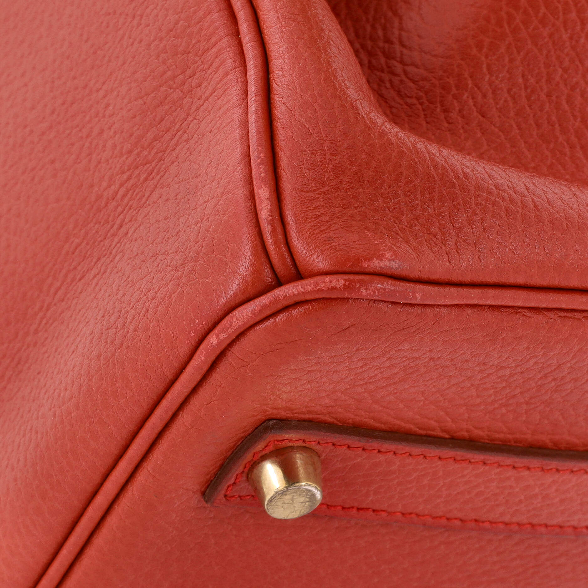 Hermes Birkin Handbag Red Ardennes with Gold Hardware 35