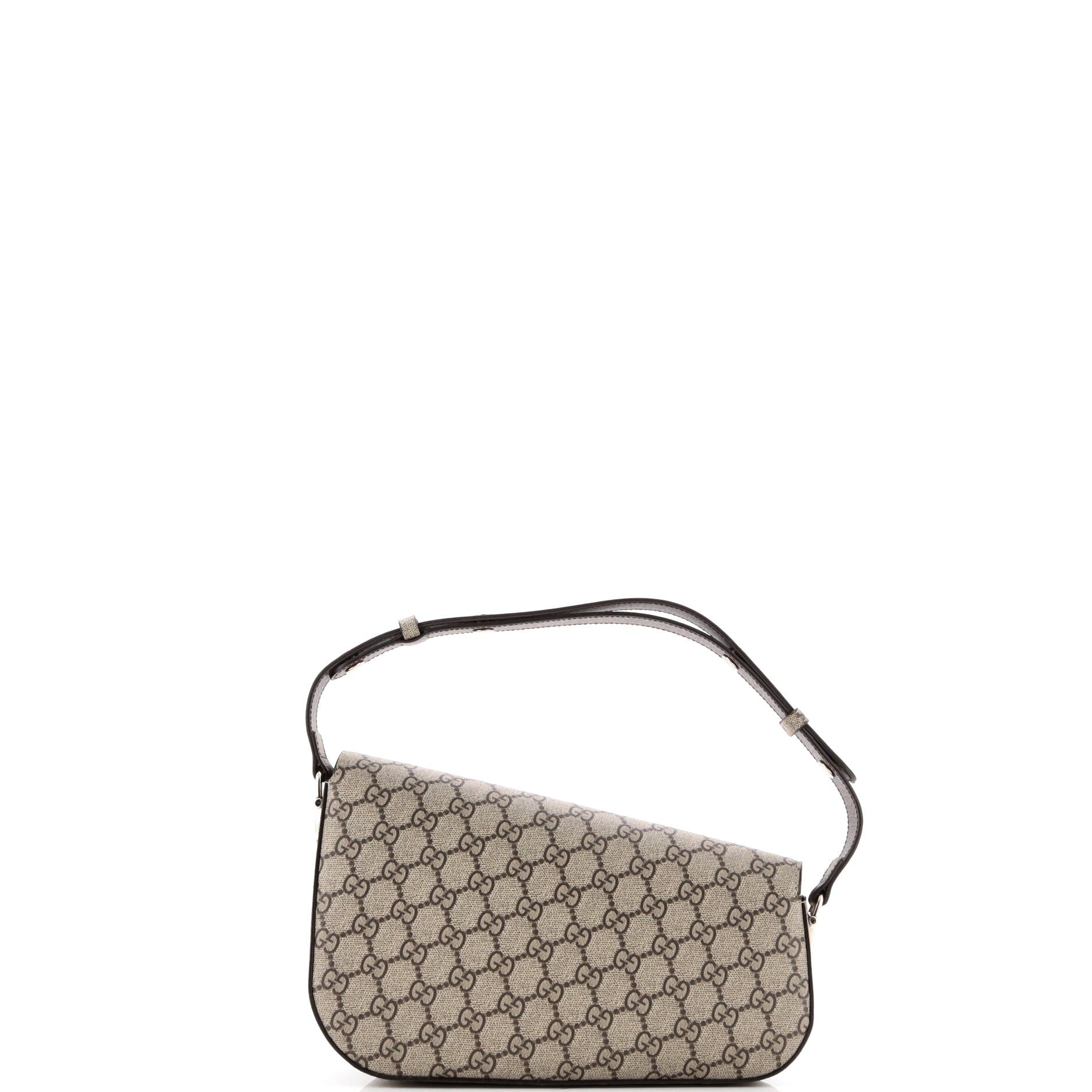 Gucci Horsebit 1955 Asymmetric Shoulder Bag GG Coated Canvas Small