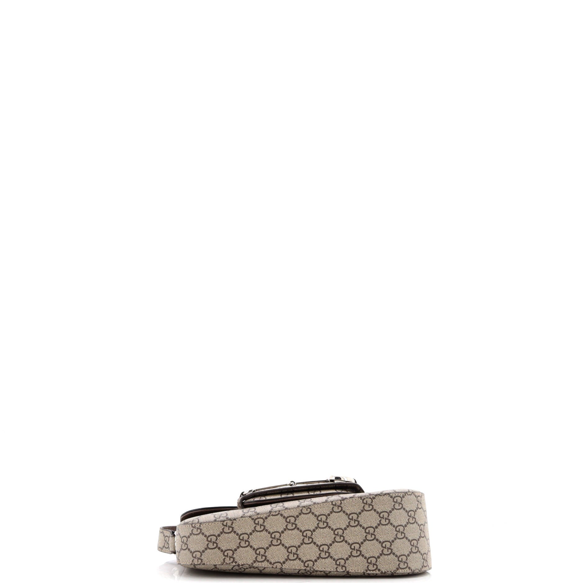 Gucci Horsebit 1955 Asymmetric Shoulder Bag GG Coated Canvas Small