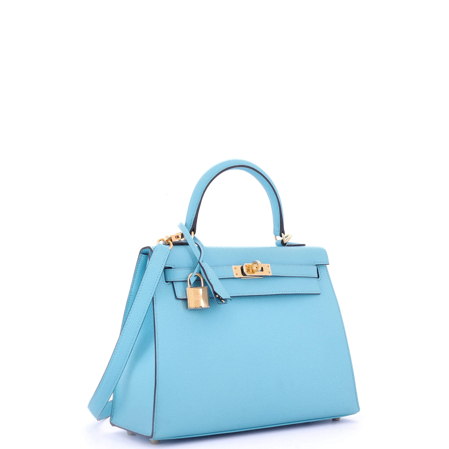 Hermes Kelly Handbag Blue Epsom with Gold Hardware 25