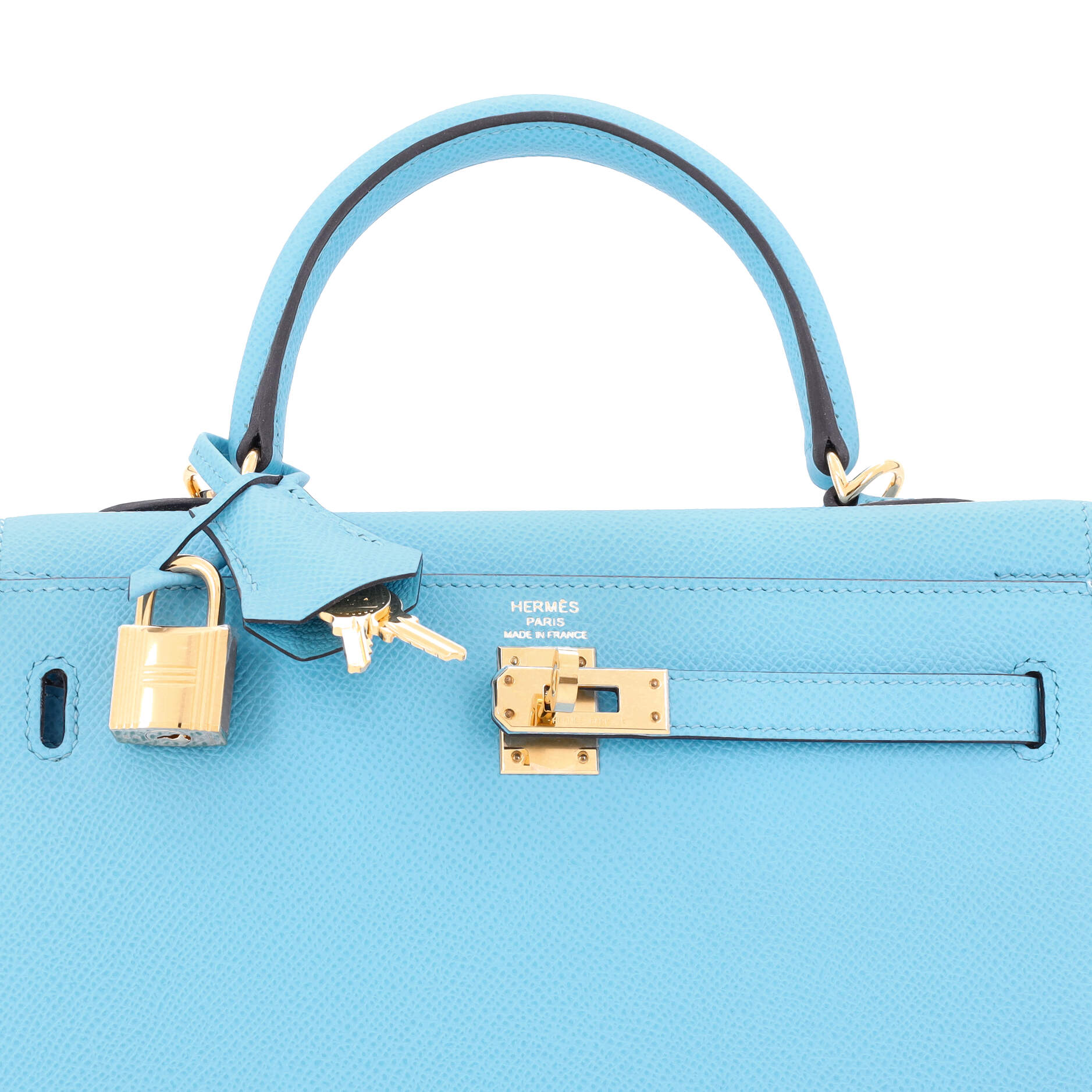 Hermes Kelly Handbag Blue Epsom with Gold Hardware 25