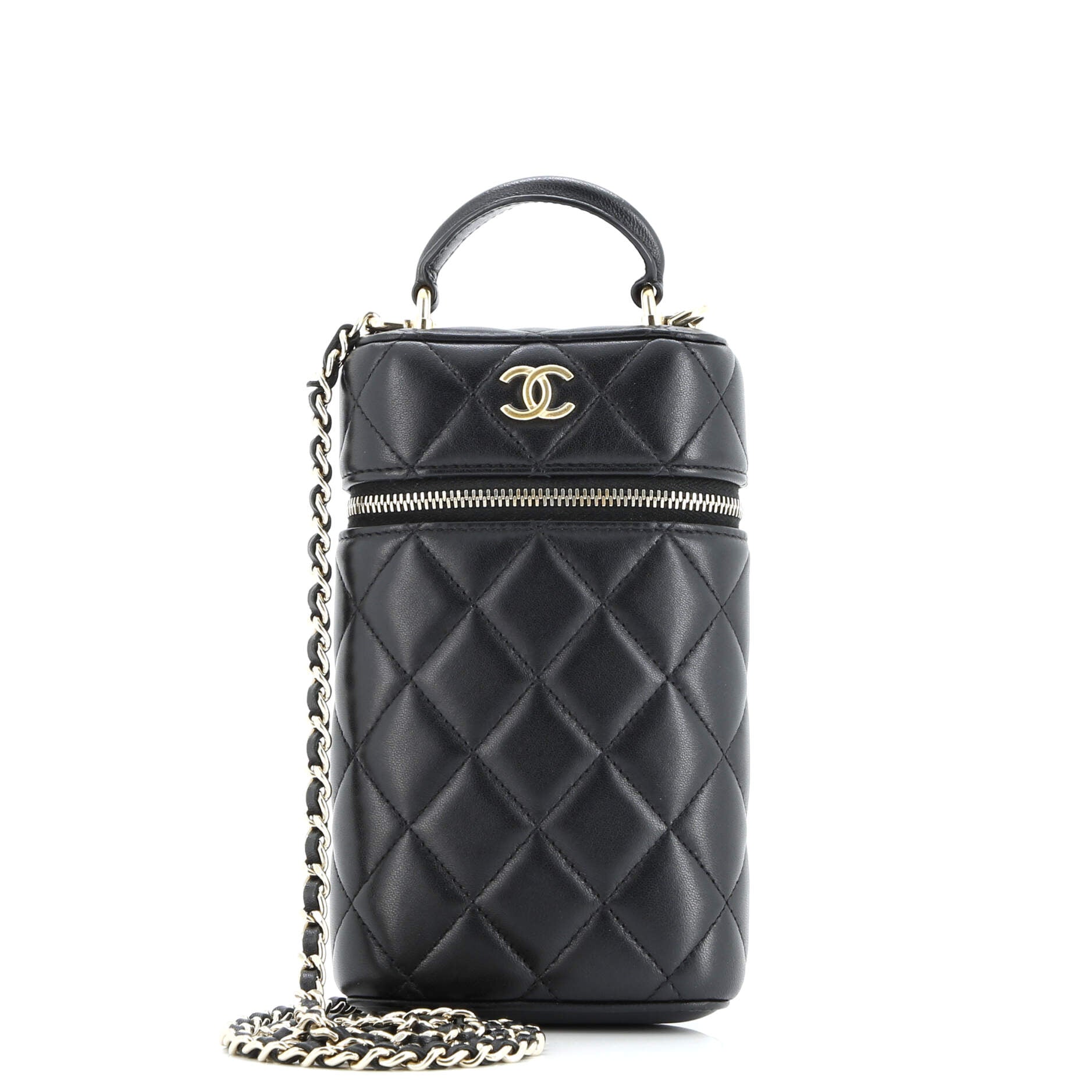 Chanel Classic Vanity Top Handle Phone Holder with Chain Quilted Lambskin