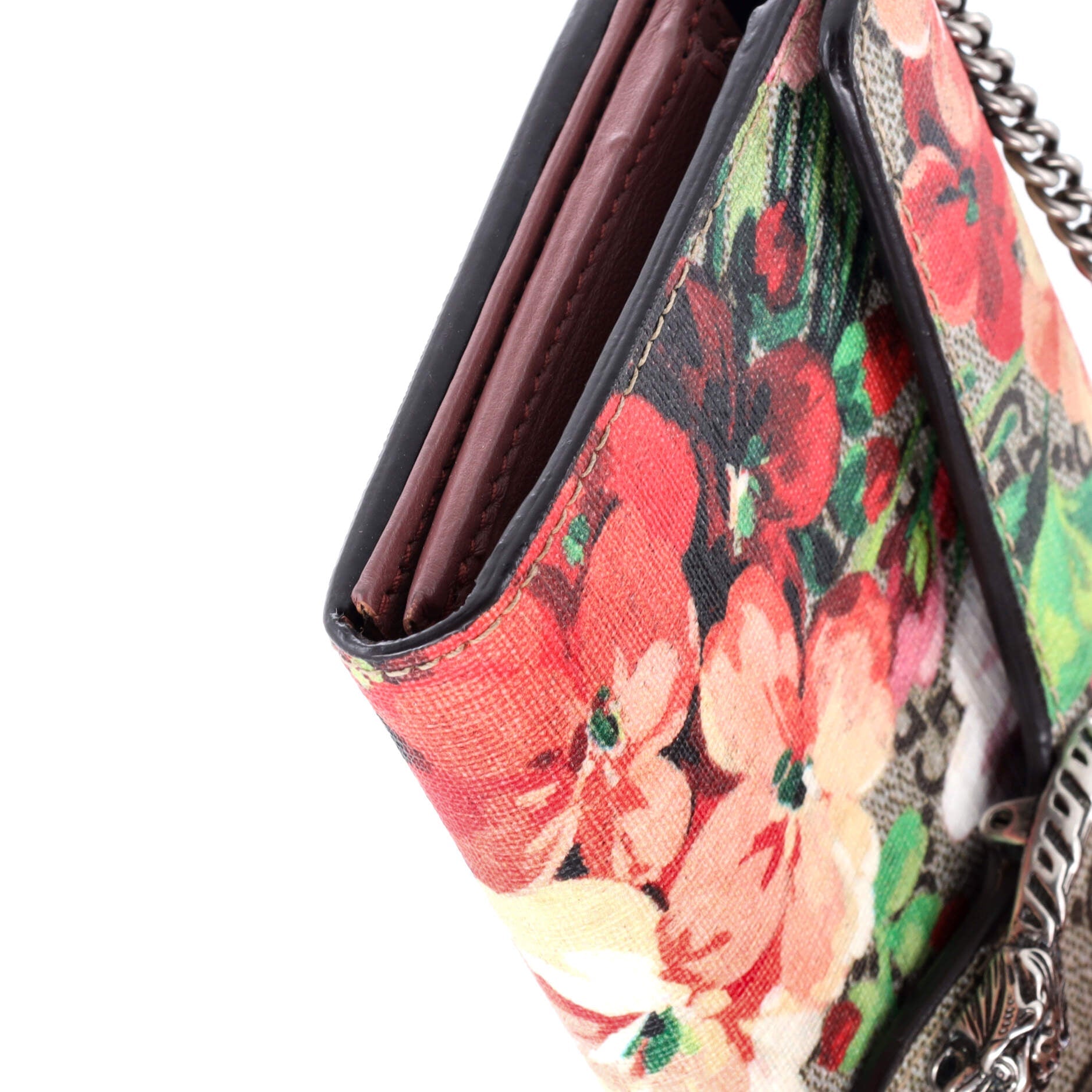 Gucci Dionysus Chain Wallet Blooms Print GG Coated Canvas Long