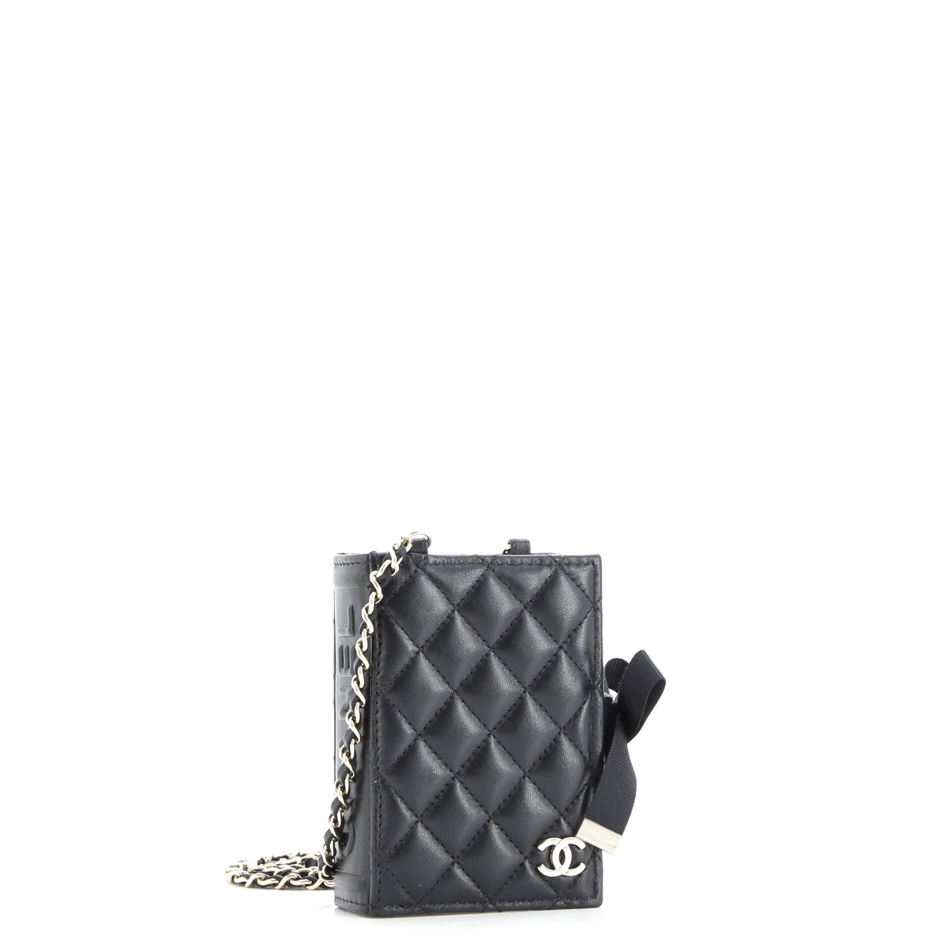 Chanel CC Book Card Holder with Chain Quilted Lambskin