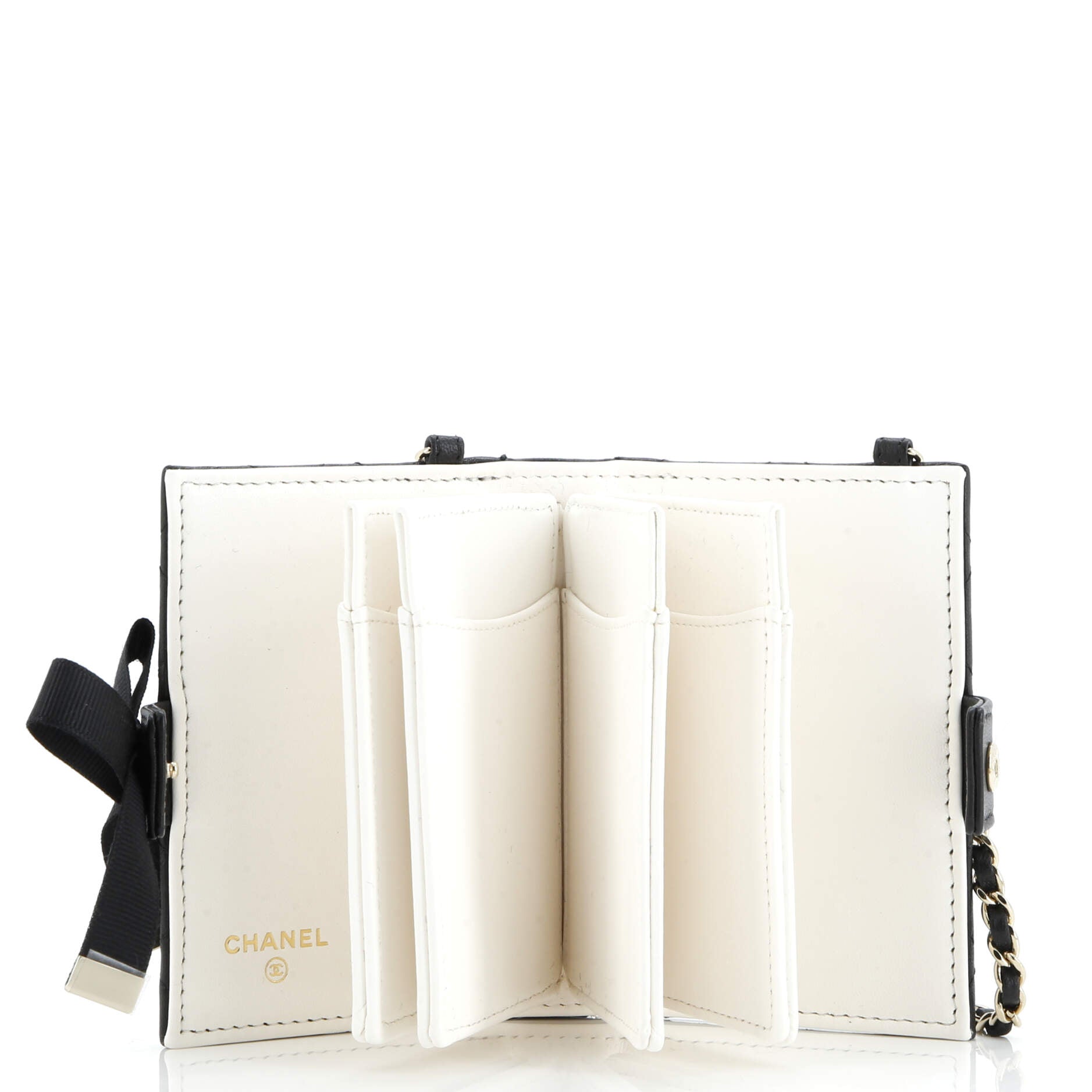 Chanel CC Book Card Holder with Chain Quilted Lambskin