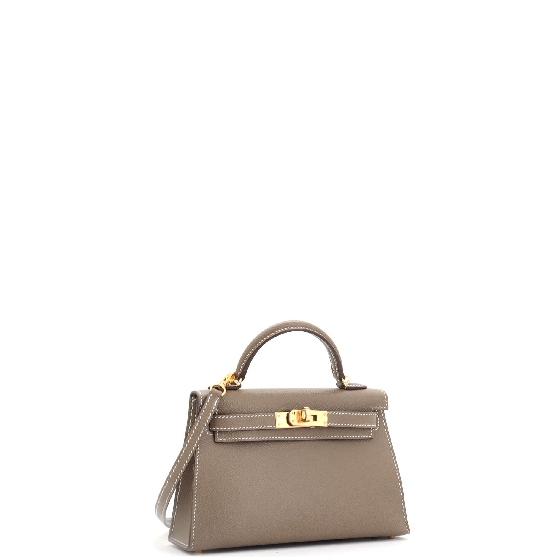 Hermes Kelly Mini II Bag Grey Epsom with Gold Hardware 20