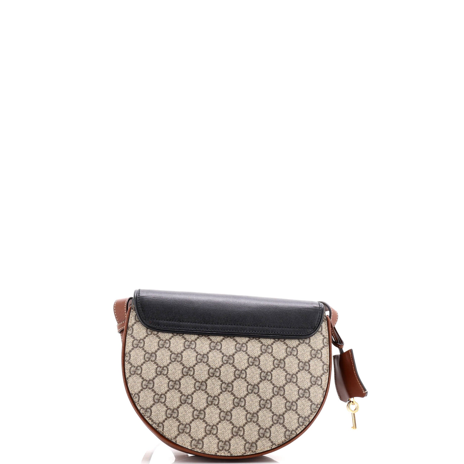 Gucci Padlock Saddle Shoulder Bag GG Coated Canvas and Leather Small