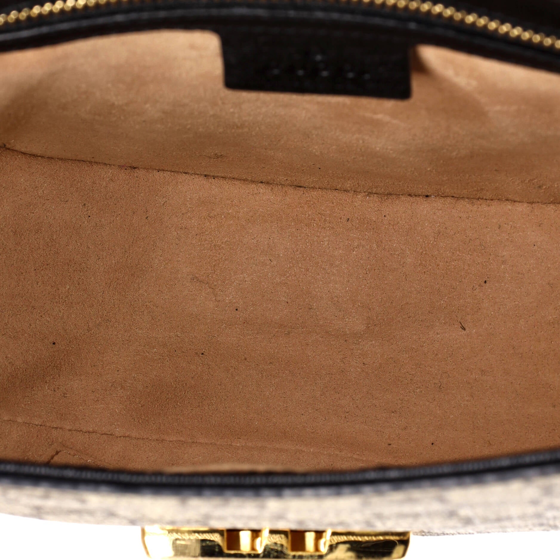 Gucci Padlock Saddle Shoulder Bag GG Coated Canvas and Leather Small