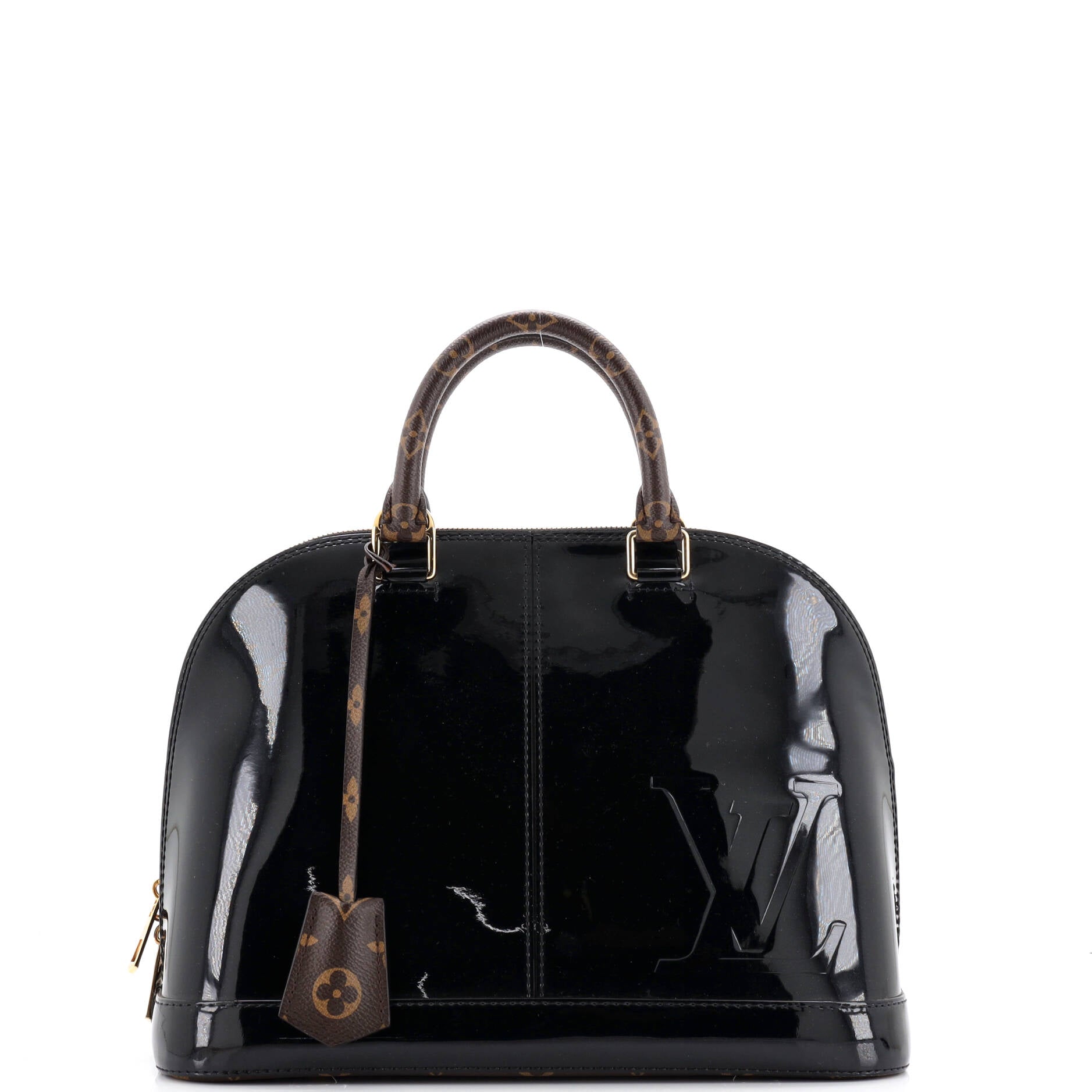Louis Vuitton Alma Handbag Vernis with Monogram Canvas PM