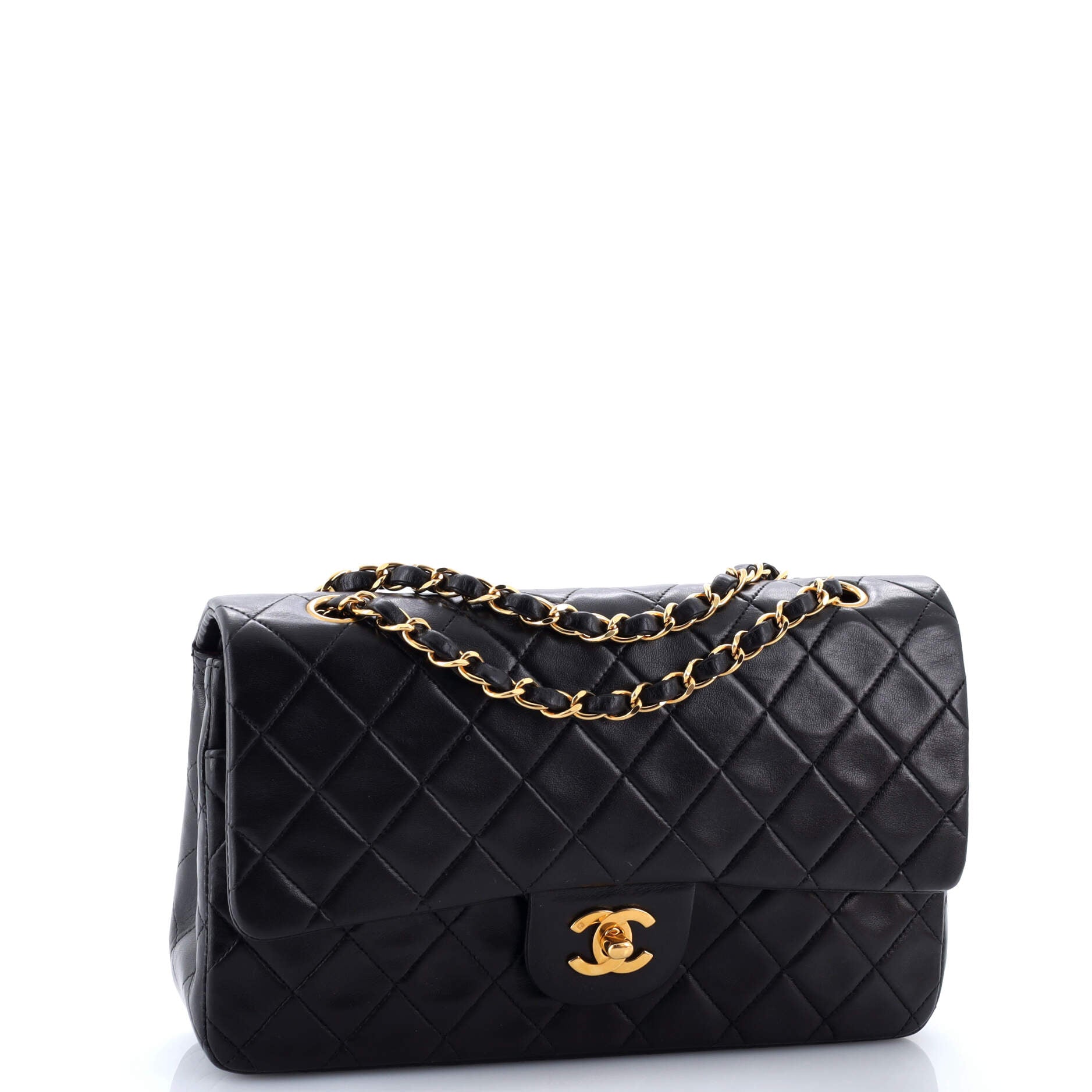 Chanel Vintage Classic Double Flap Bag Quilted Lambskin Medium