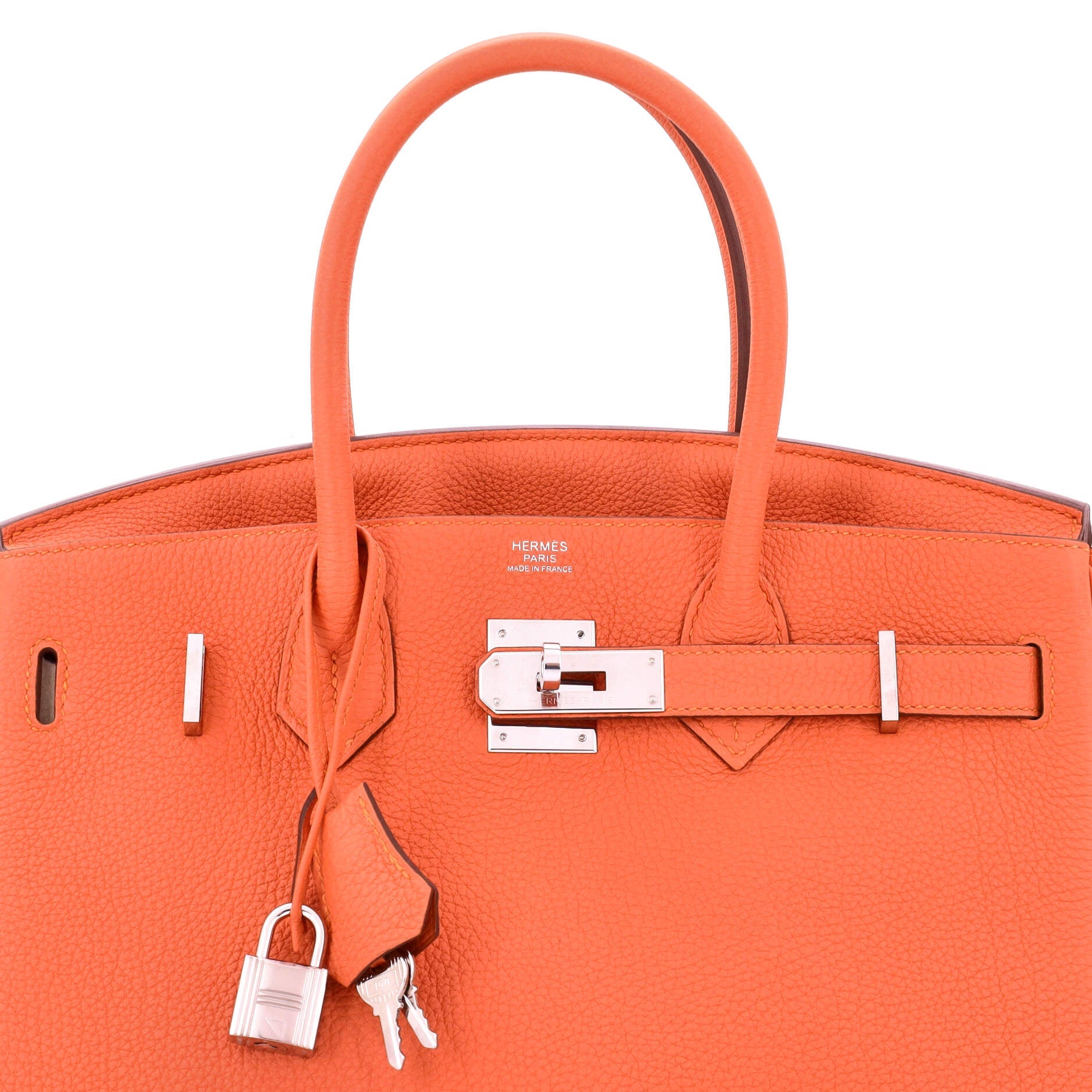 Hermes Birkin Handbag Orange Togo with Palladium Hardware 30
