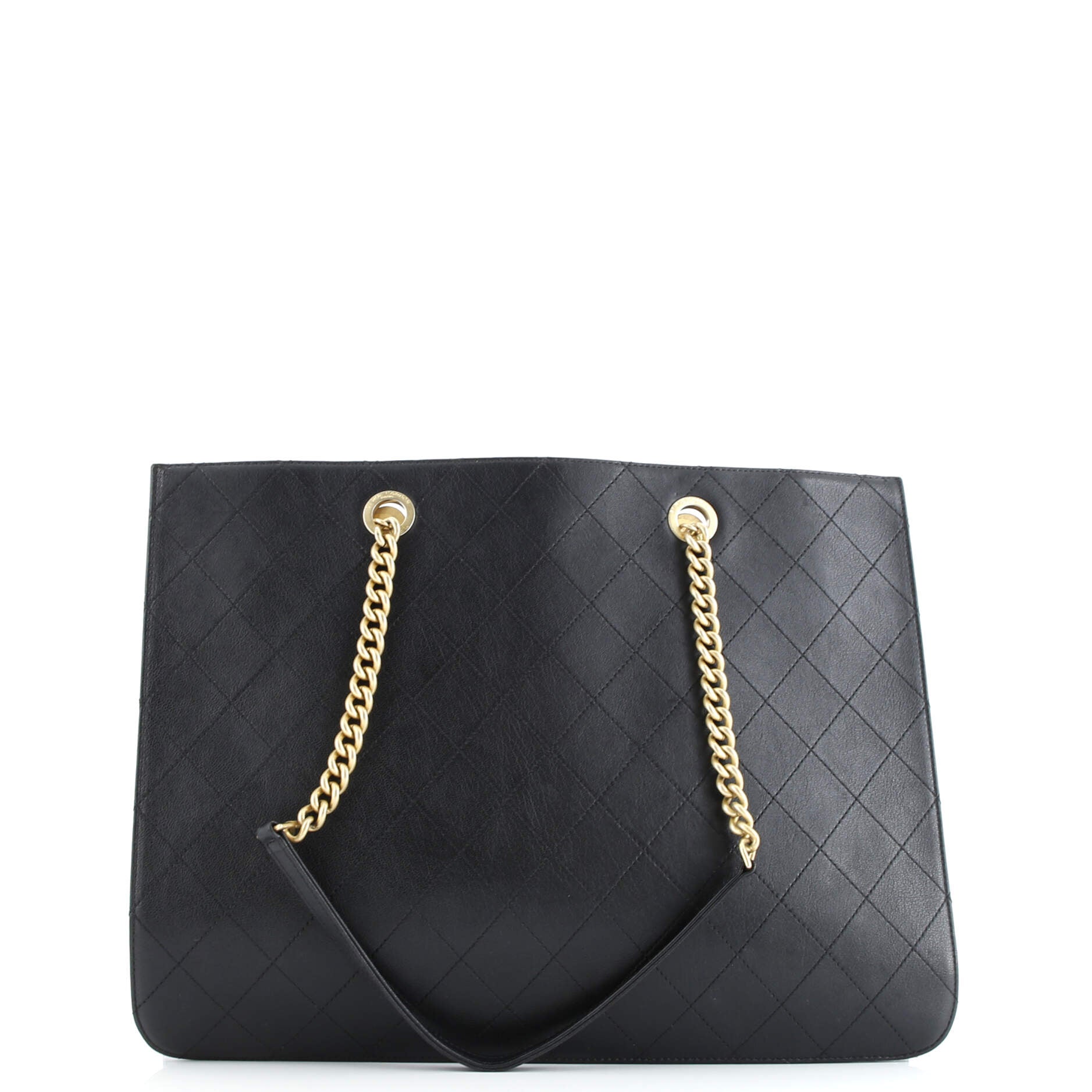 Chanel CC Front Chain Pocket Tote Stitched Leather Medium