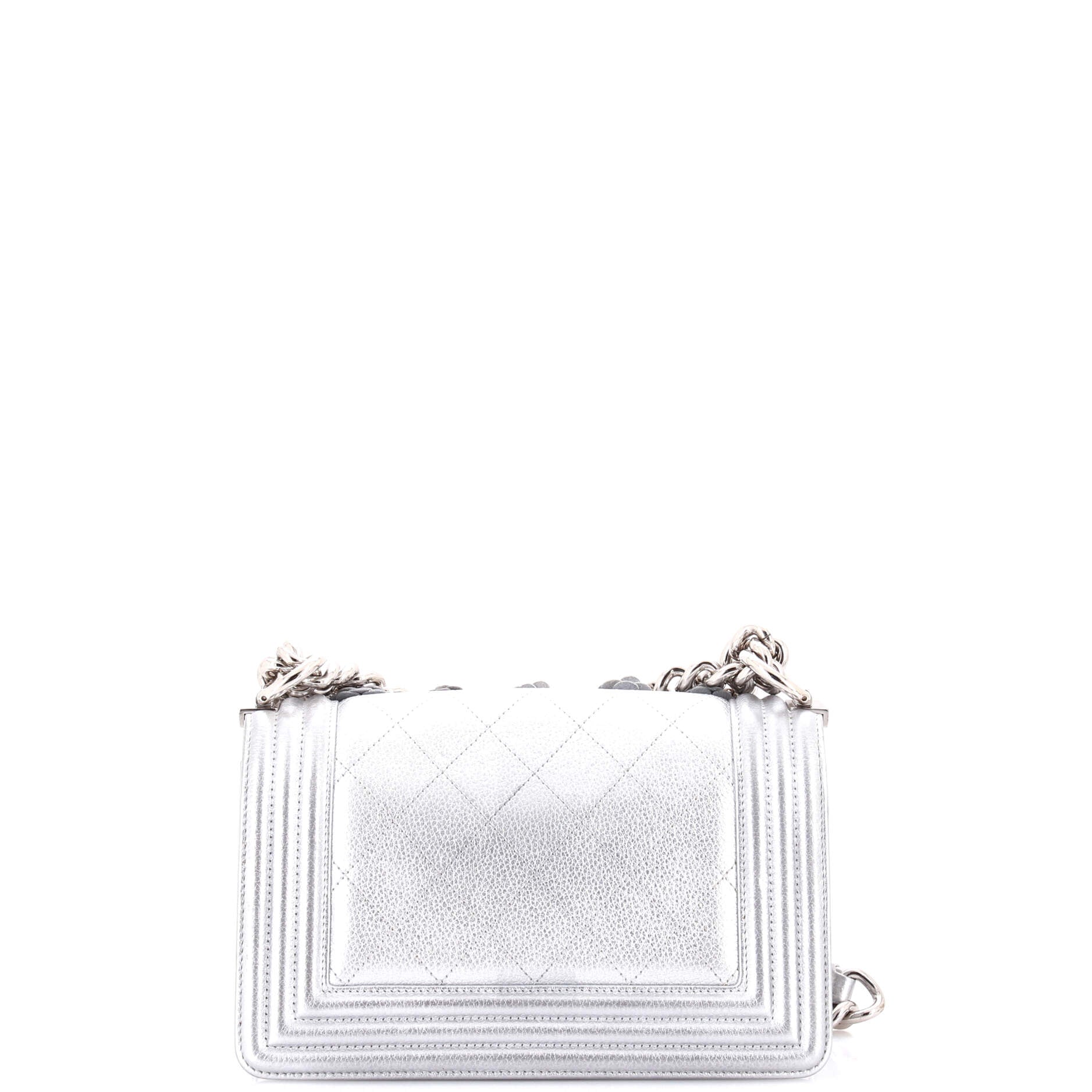 Chanel Boy Flap Bag Quilted Lambskin with Camellia Applique Small