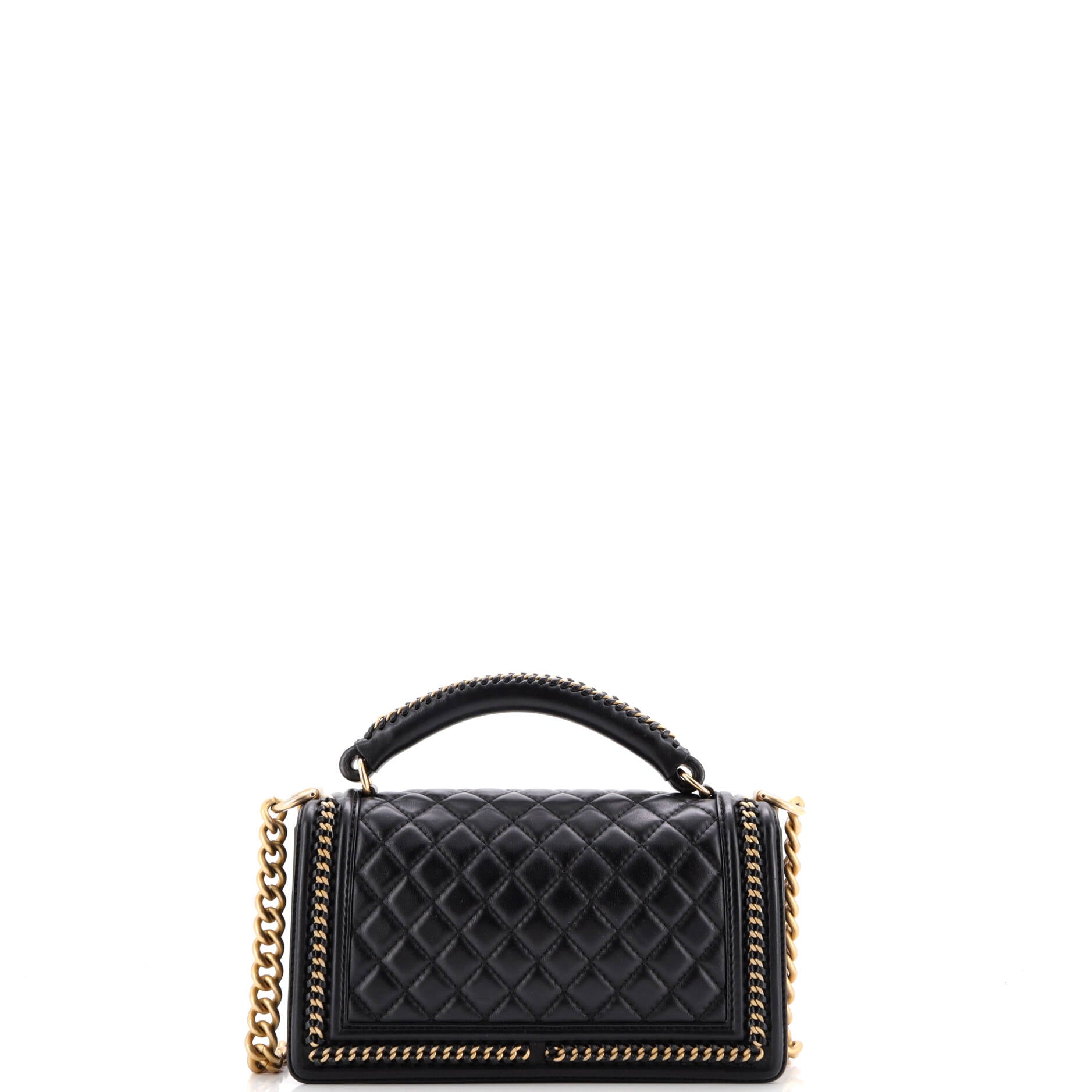 Chanel Chain Handle Boy Flap Bag Quilted Calfskin Old Medium