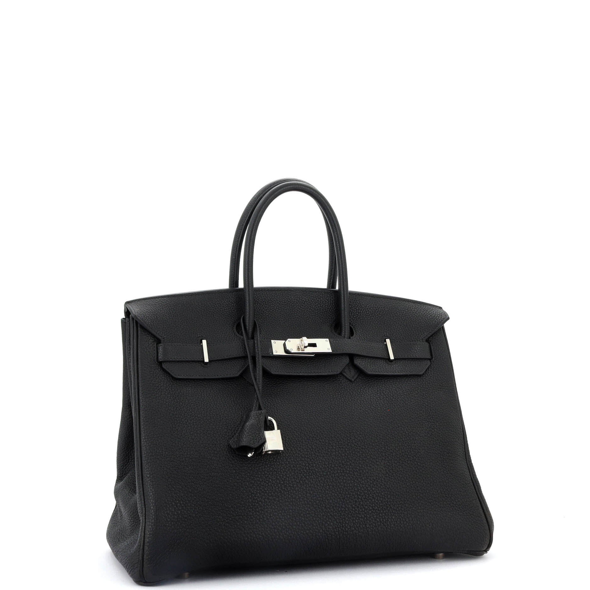Hermes Birkin Handbag Black Clemence with Palladium Hardware 35