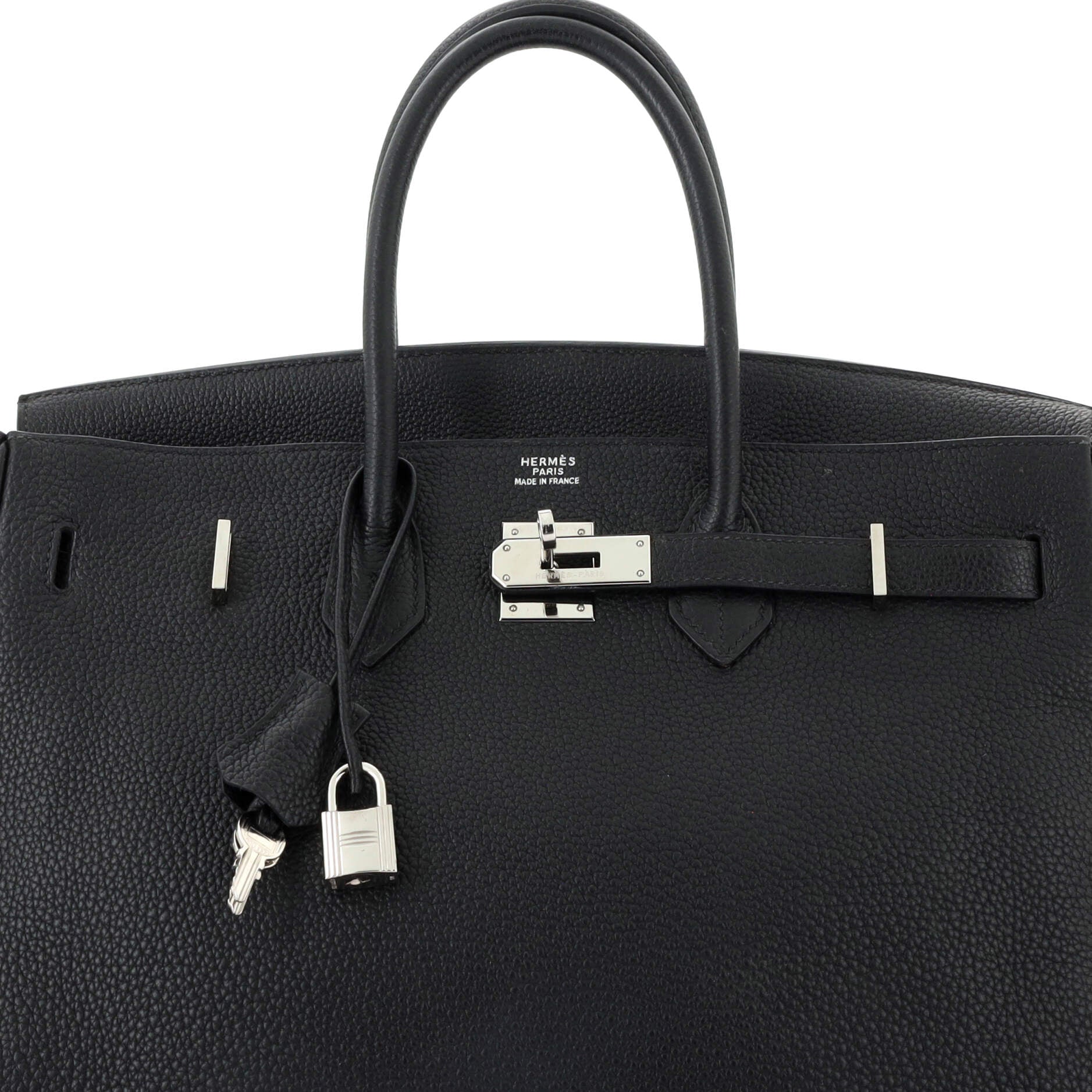 Hermes Birkin Handbag Black Clemence with Palladium Hardware 35
